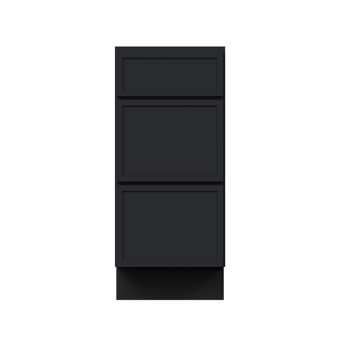 Slim Shaker Ebony Black RTA 12"-24"W x 21"D x 34.5"H Vanity Drawer Base Cabinet with 3 Drawers