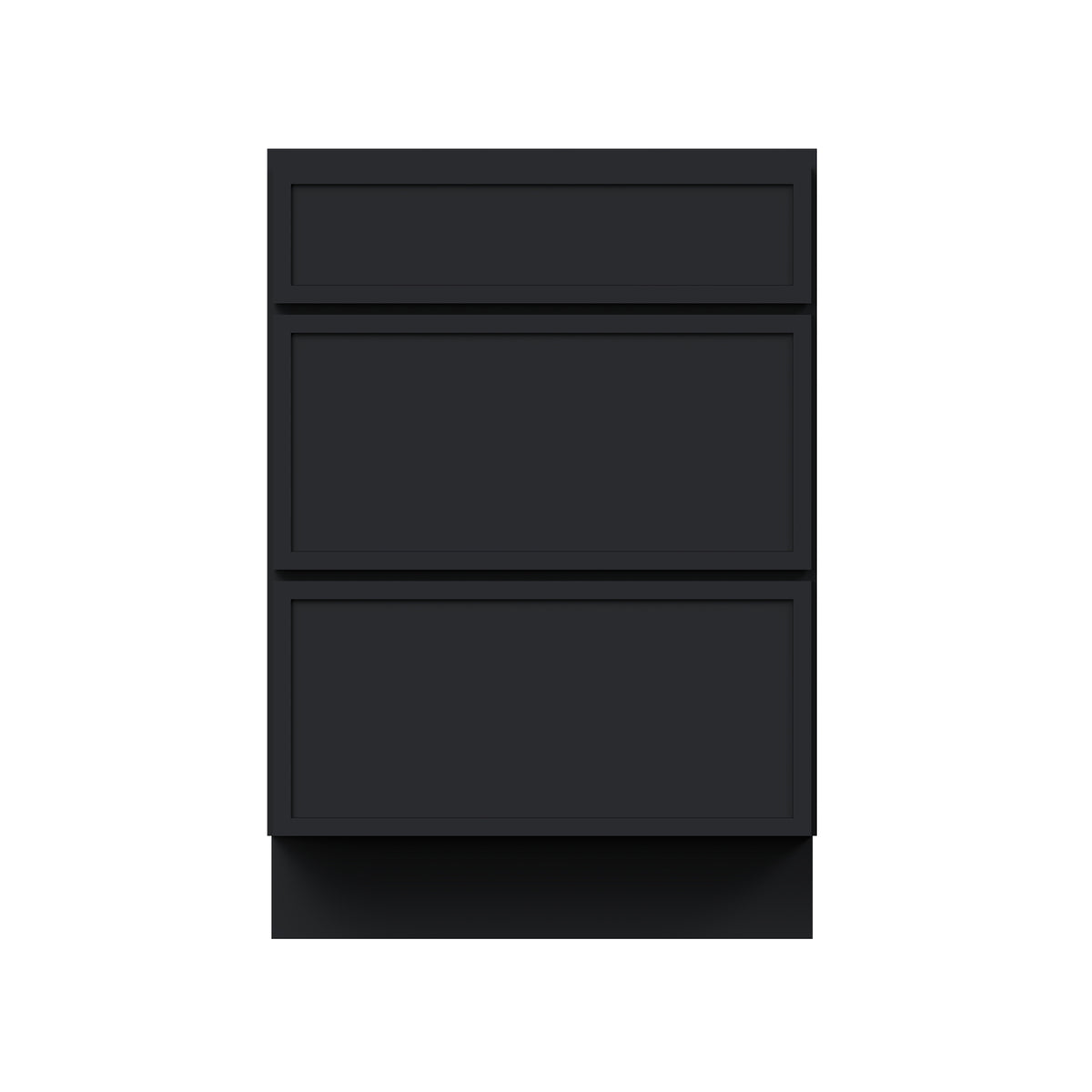 Slim Shaker Ebony Black RTA 12"-24"W x 21"D x 34.5"H Vanity Drawer Base Cabinet with 3 Drawers