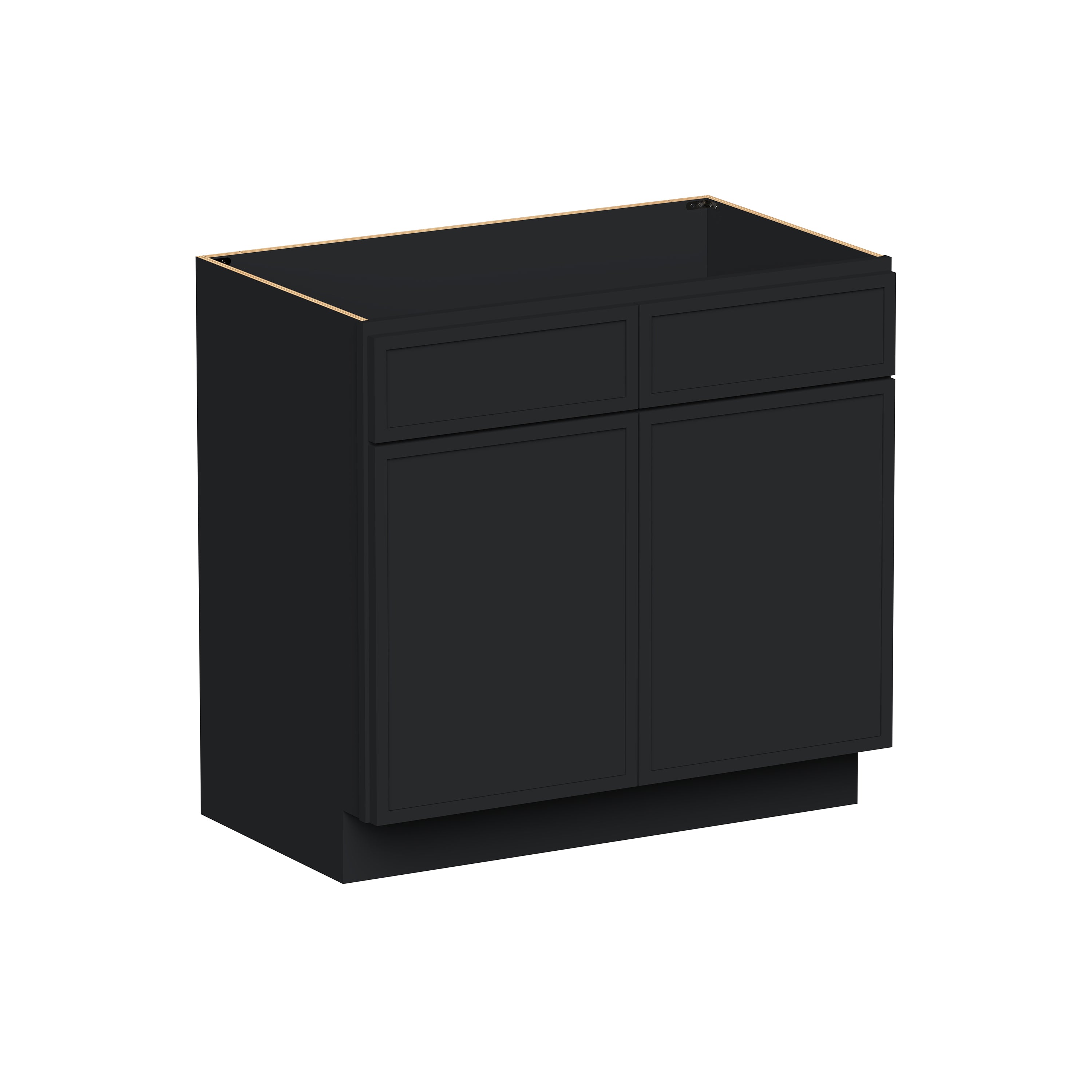 Slim Shaker Ebony Black RTA 36"W x 21"D x 34.5"H Vanity Base Cabinet with 2 Doors and 1 False Drawer