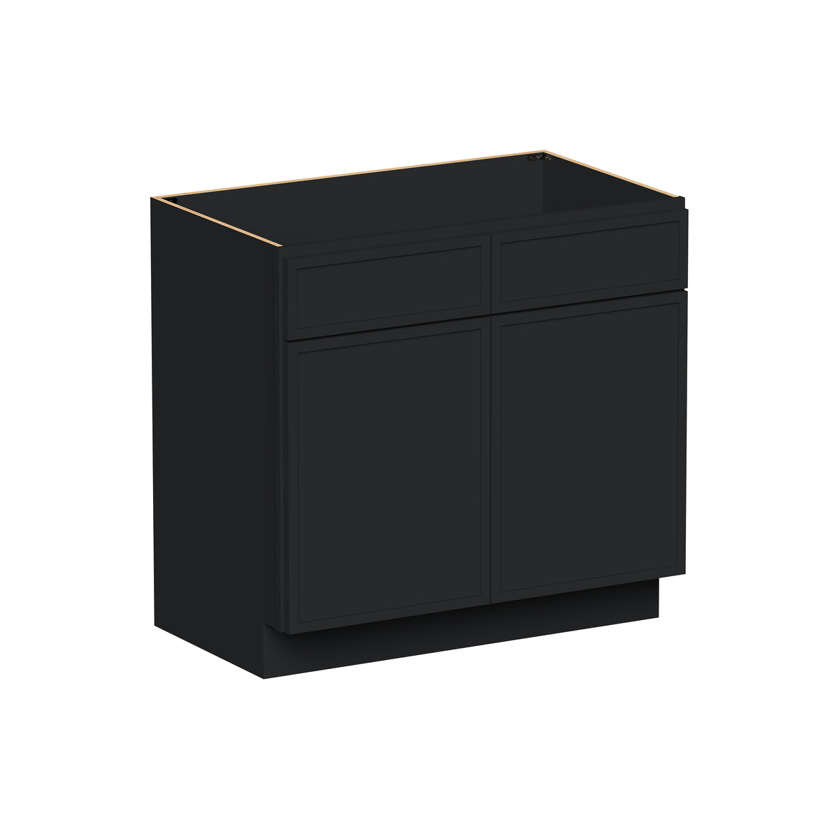 Slim Shaker Ebony Black RTA 36"W x 21"D x 34.5"H Vanity Base Cabinet with 2 Doors and 1 False Drawer