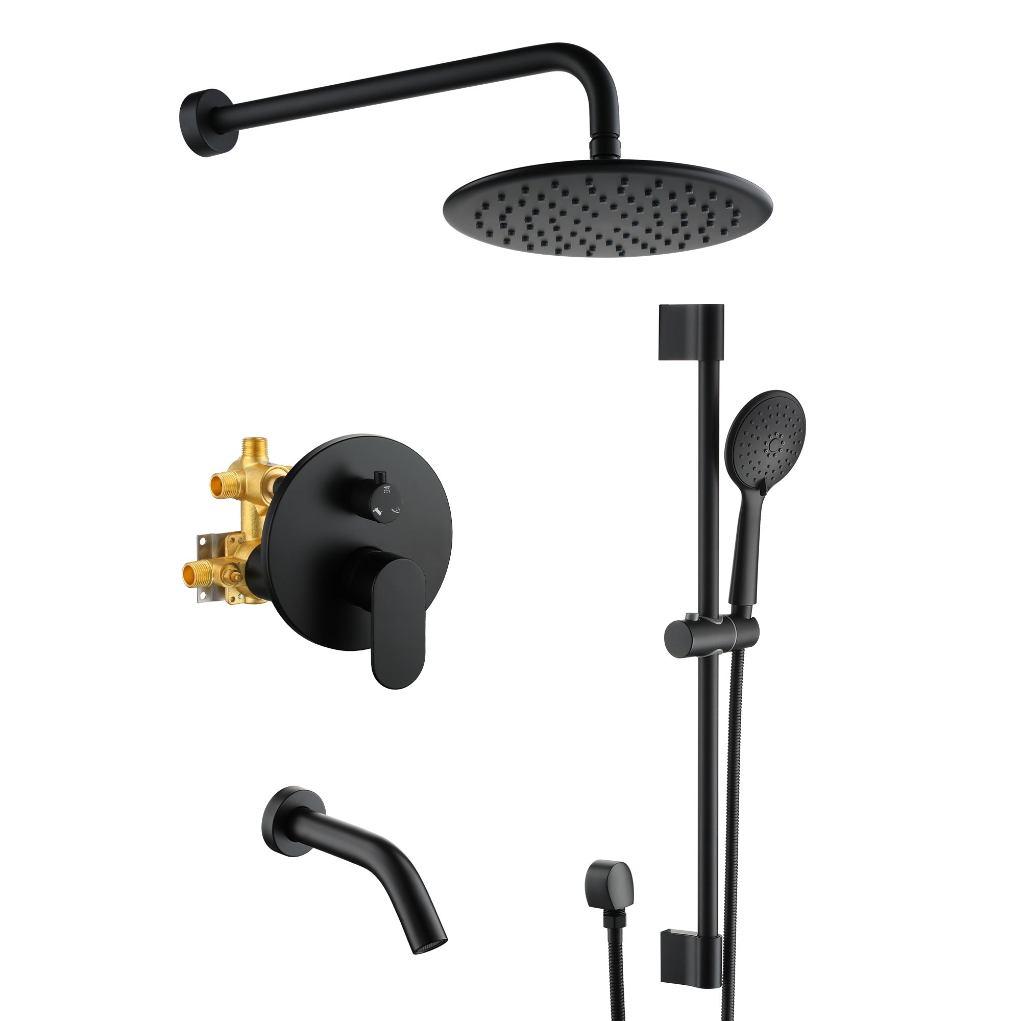 9" 3-Function Shower Faucet Set with Tub Spout & Slide Bar