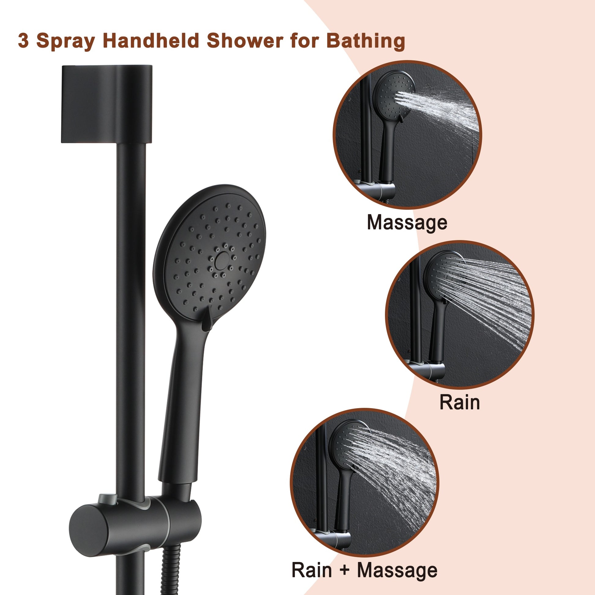 9" 3-Function Shower Faucet Set with Tub Spout & Slide Bar
