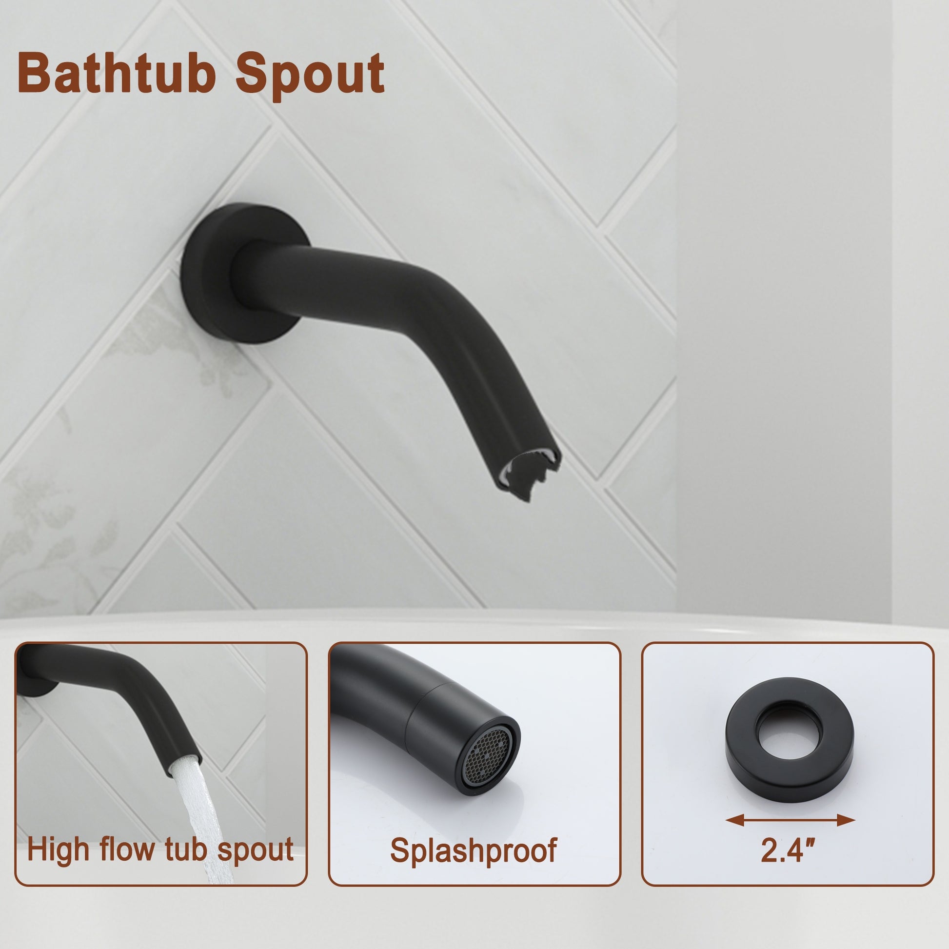 9" 3-Function Shower Faucet Set with Tub Spout & Slide Bar