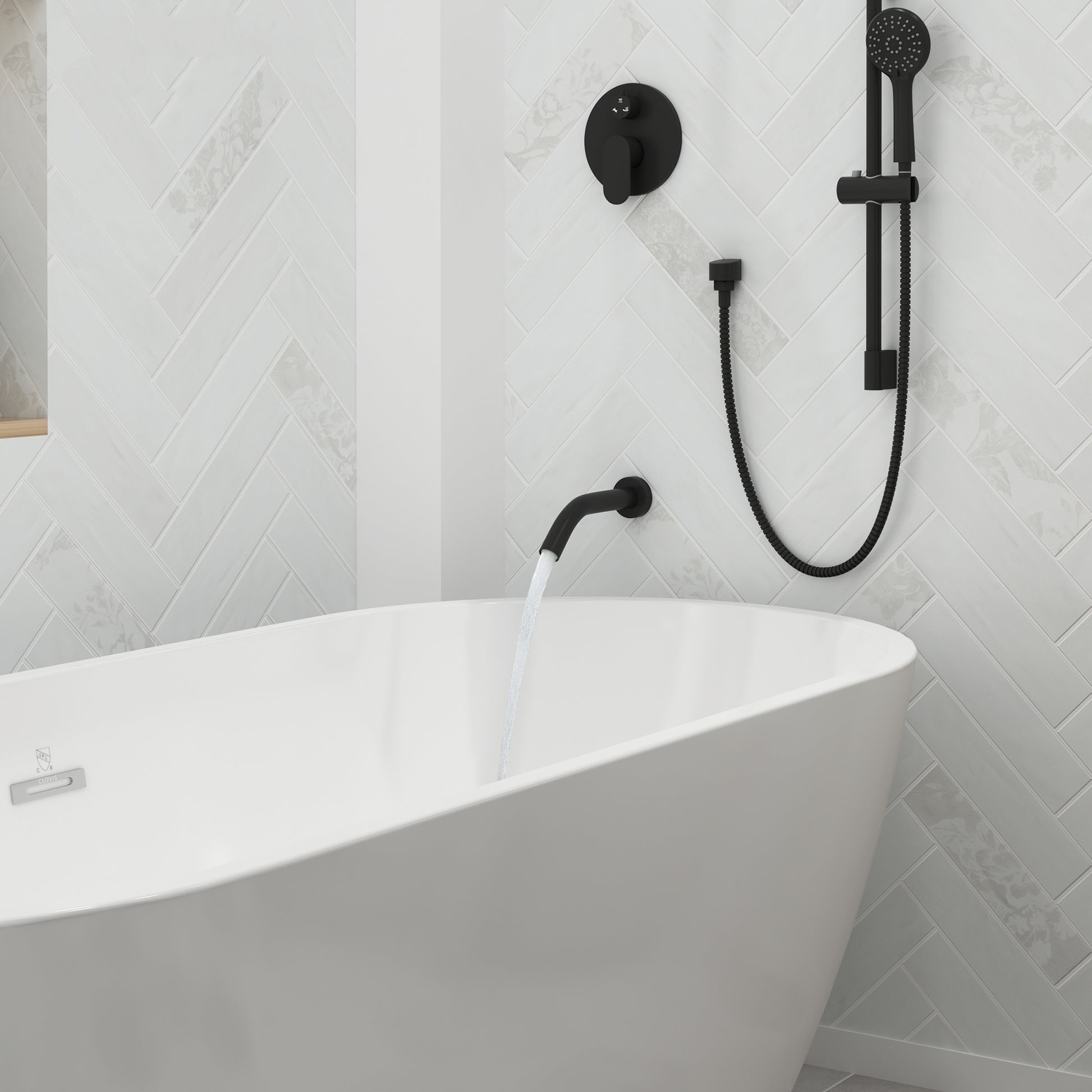 9" 3-Function Shower Faucet Set with Tub Spout & Slide Bar