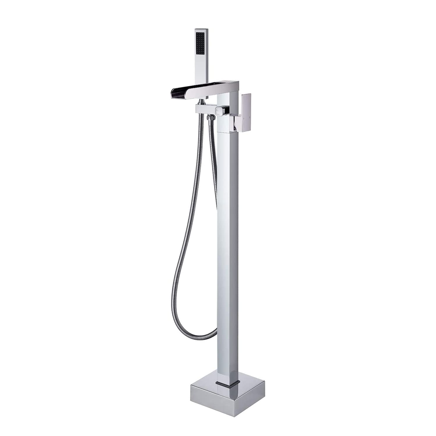 Single-Handle Freestanding Waterfall Bathtub Faucet with Handheld Shower