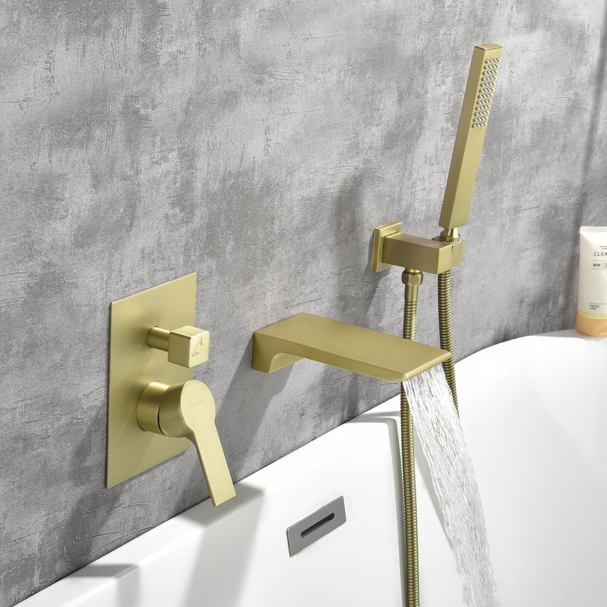 Single-Handle Wall-Mount Roman Tub Faucet with Hand Shower