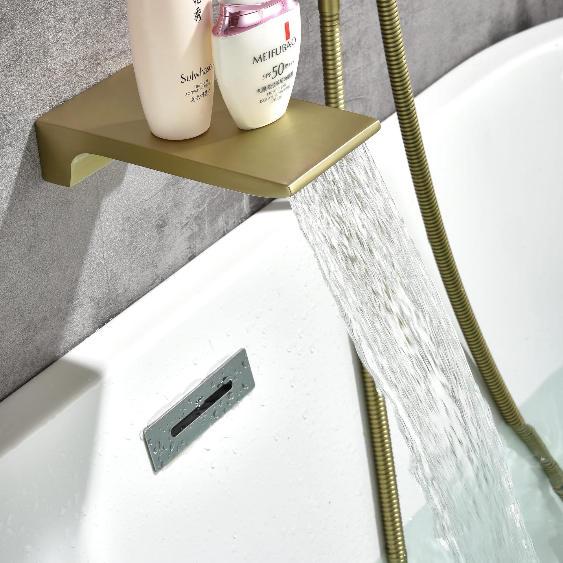 Single-Handle Wall-Mount Roman Tub Faucet with Hand Shower
