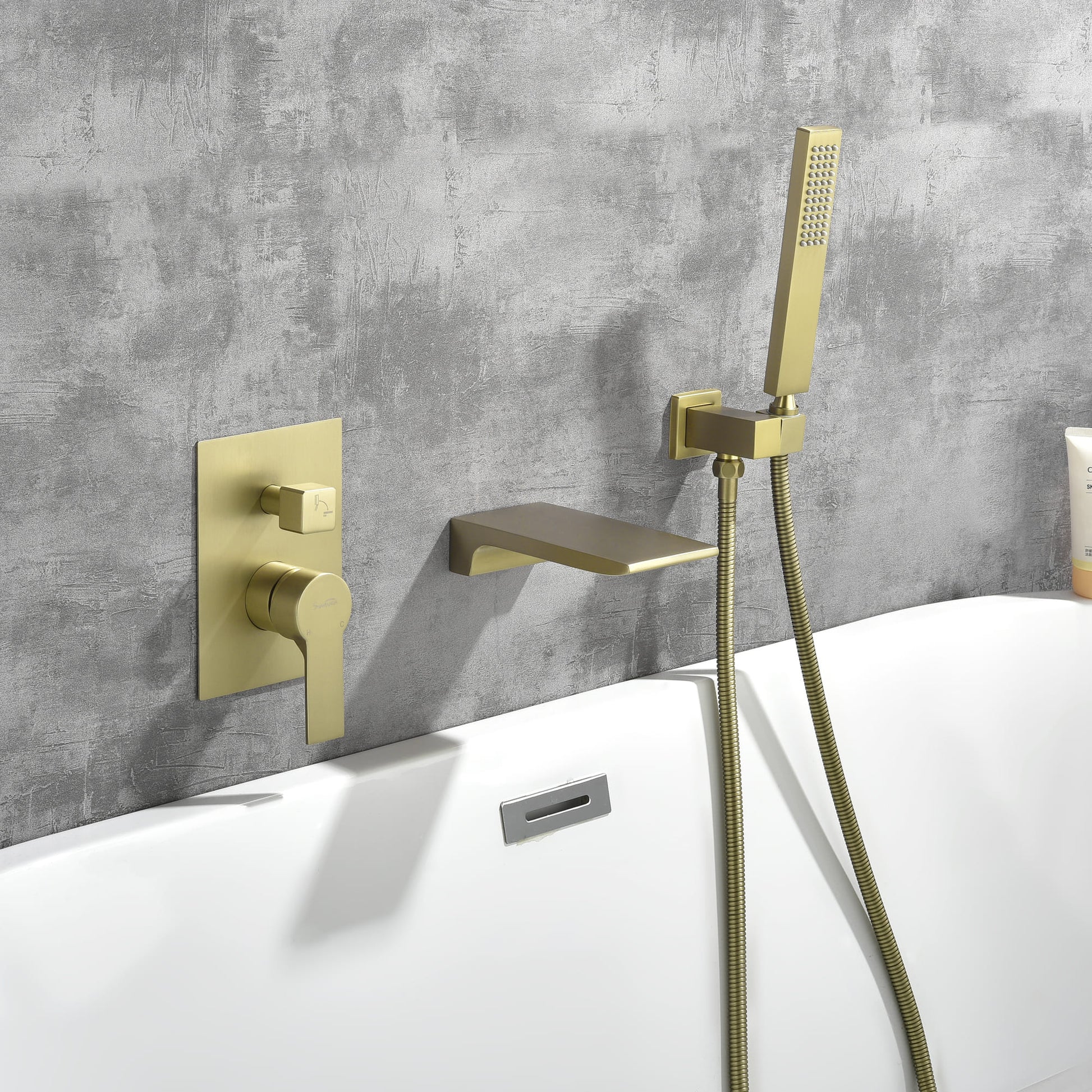 Single-Handle Wall-Mount Roman Tub Faucet with Hand Shower