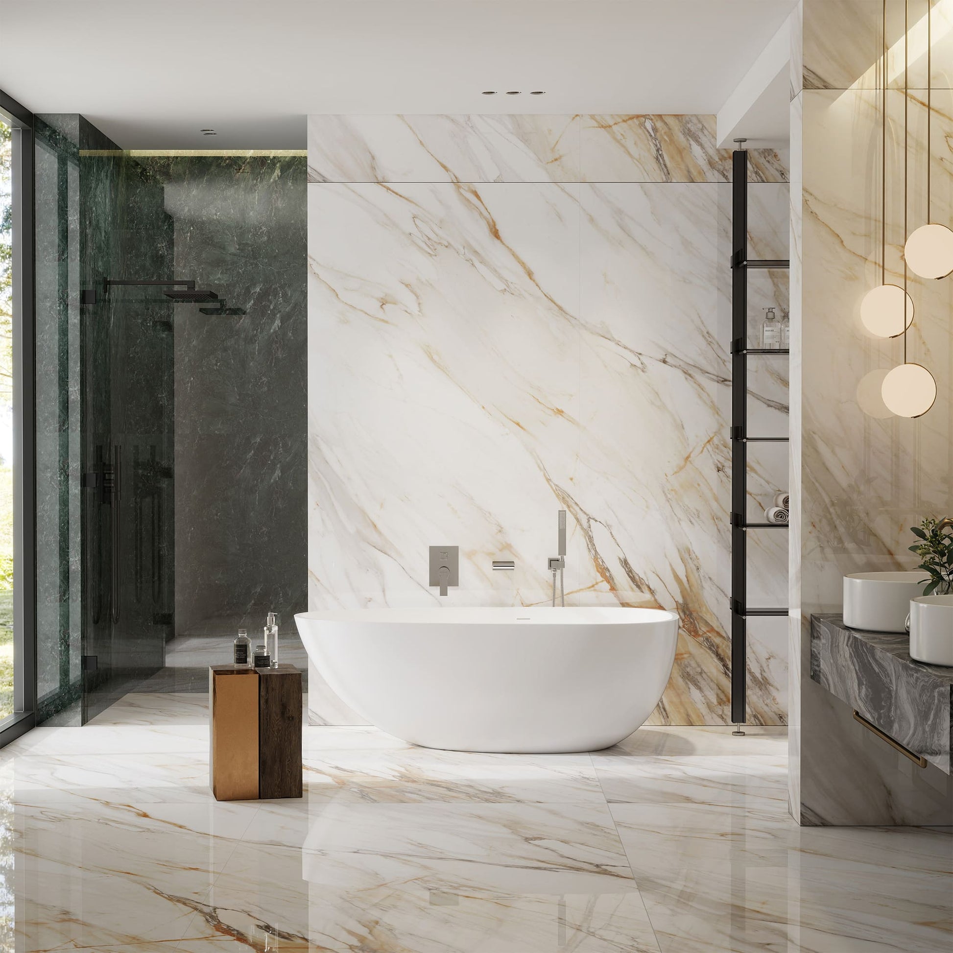 Single-Handle Wall-Mount Roman Tub Faucet with Hand Shower
