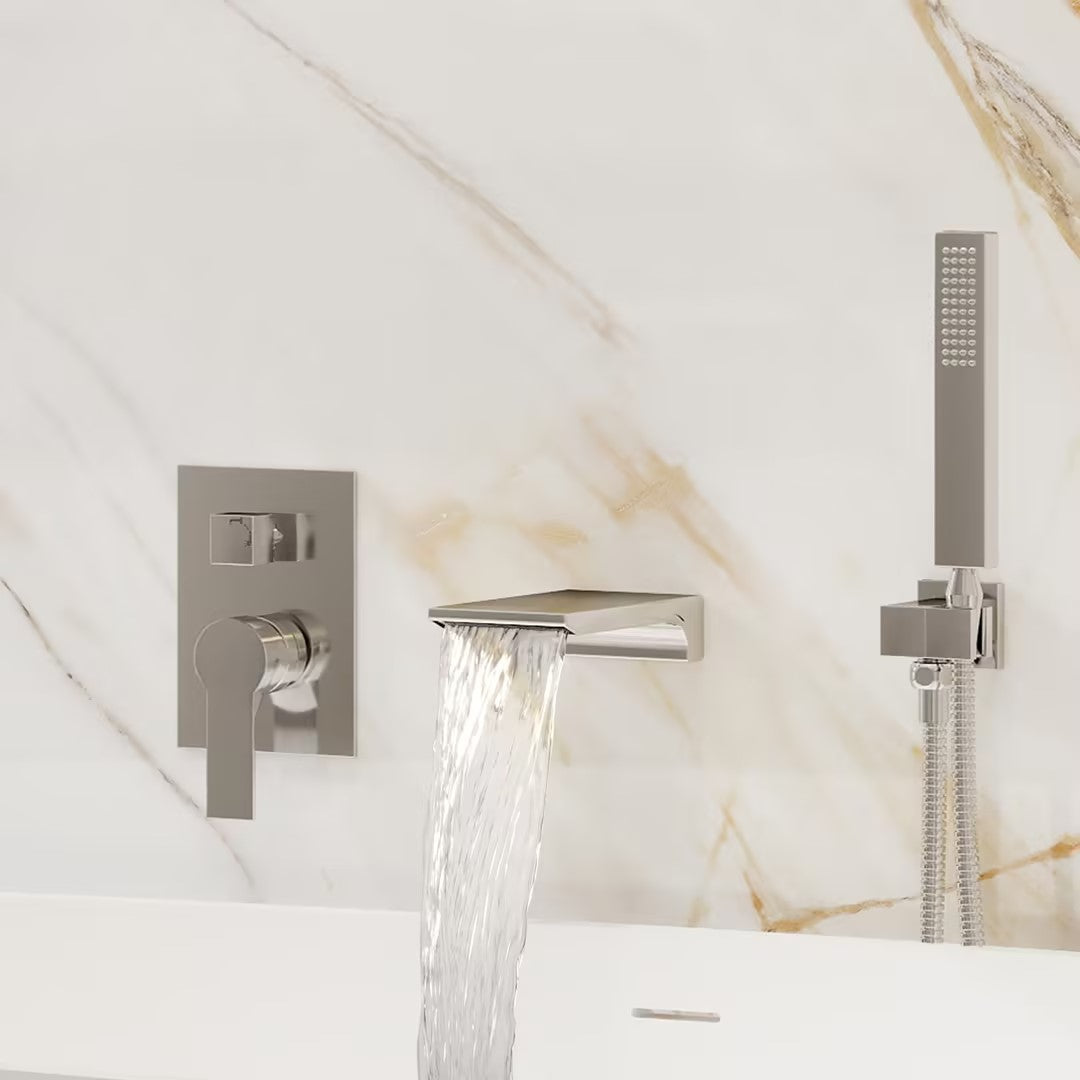 Single-Handle Wall-Mount Roman Tub Faucet with Hand Shower