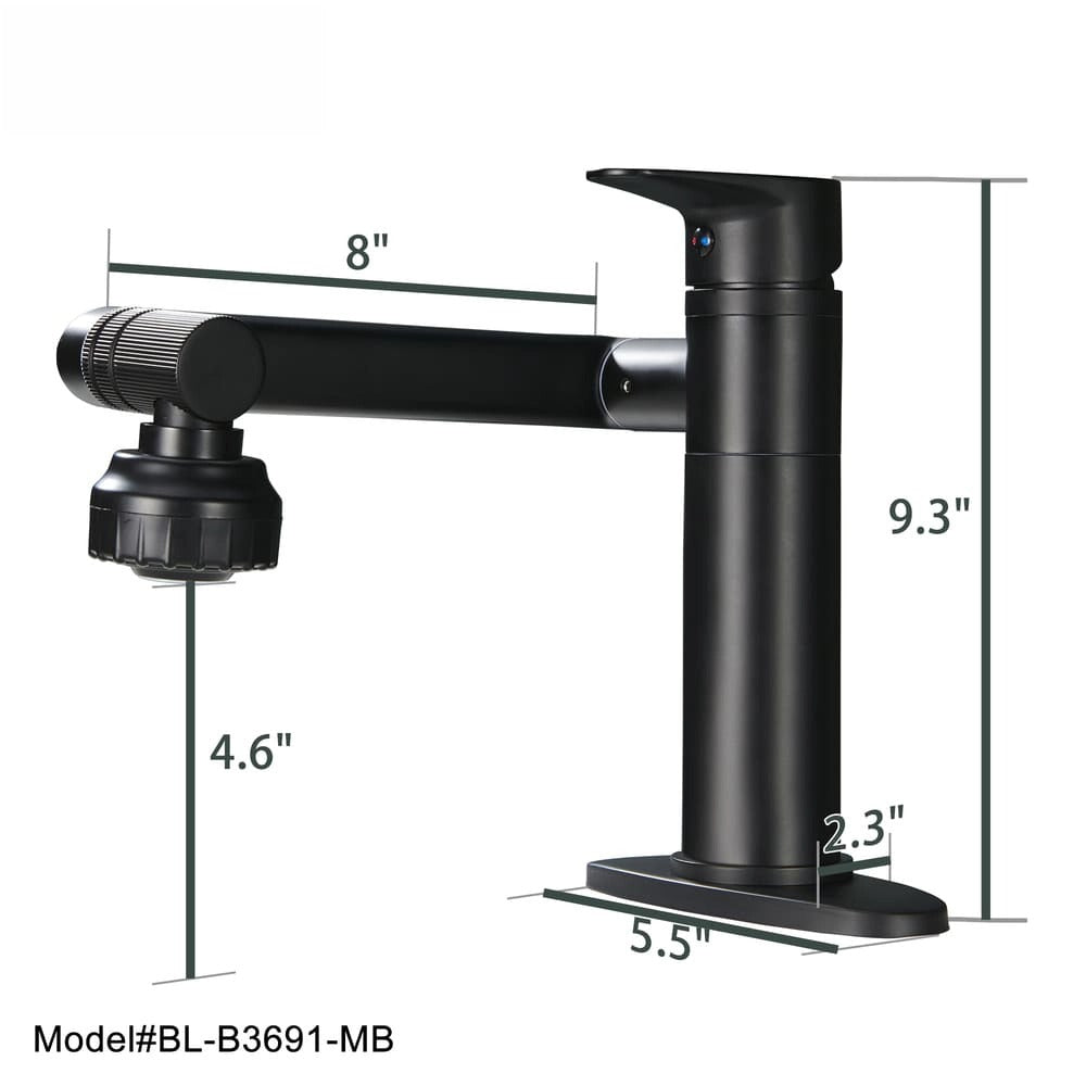 Single Hole Stainless steel swivel dual function Bathroom Basin faucet