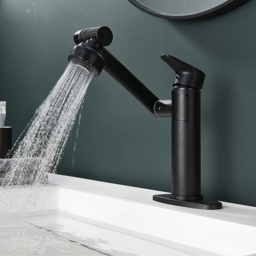 Single Hole Stainless steel swivel dual function Bathroom Basin faucet