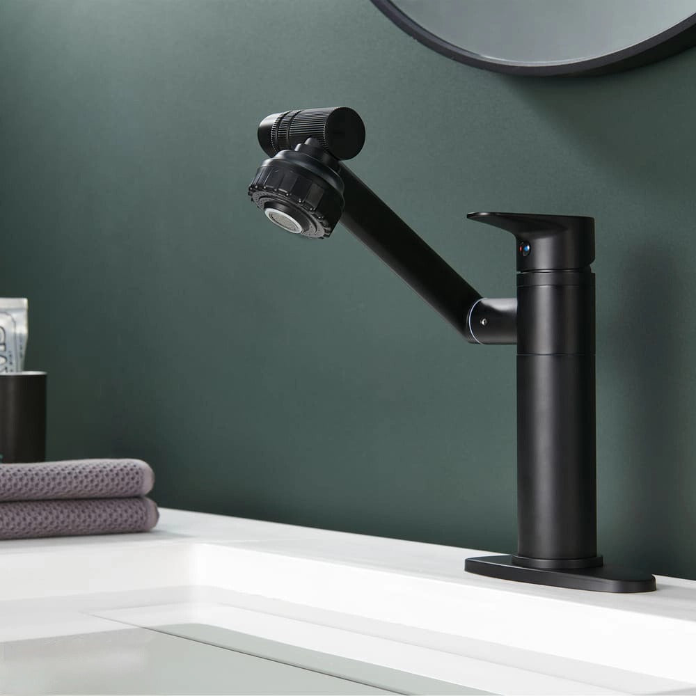Single Hole Stainless steel swivel dual function Bathroom Basin faucet