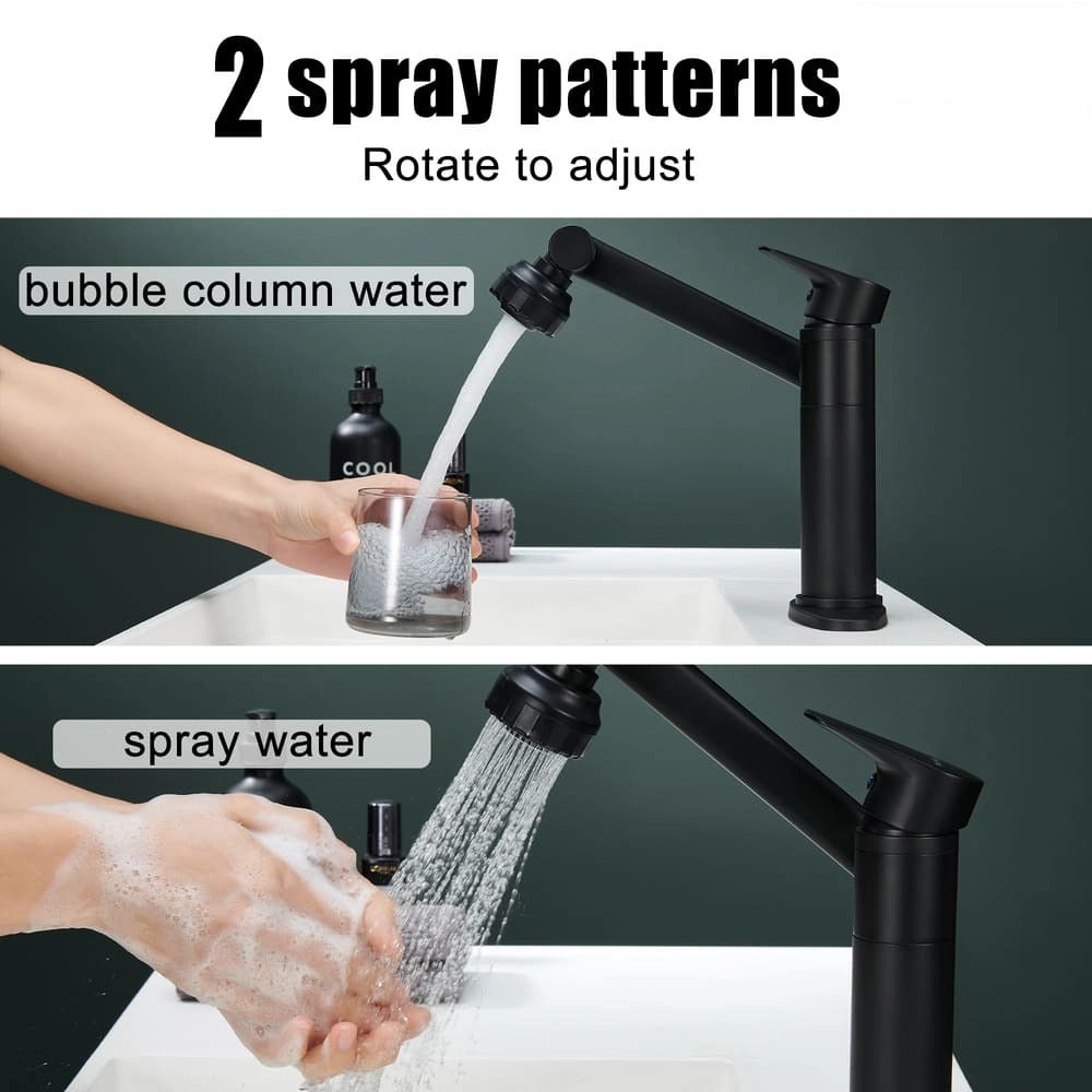 Single Hole Stainless steel swivel dual function Bathroom Basin faucet
