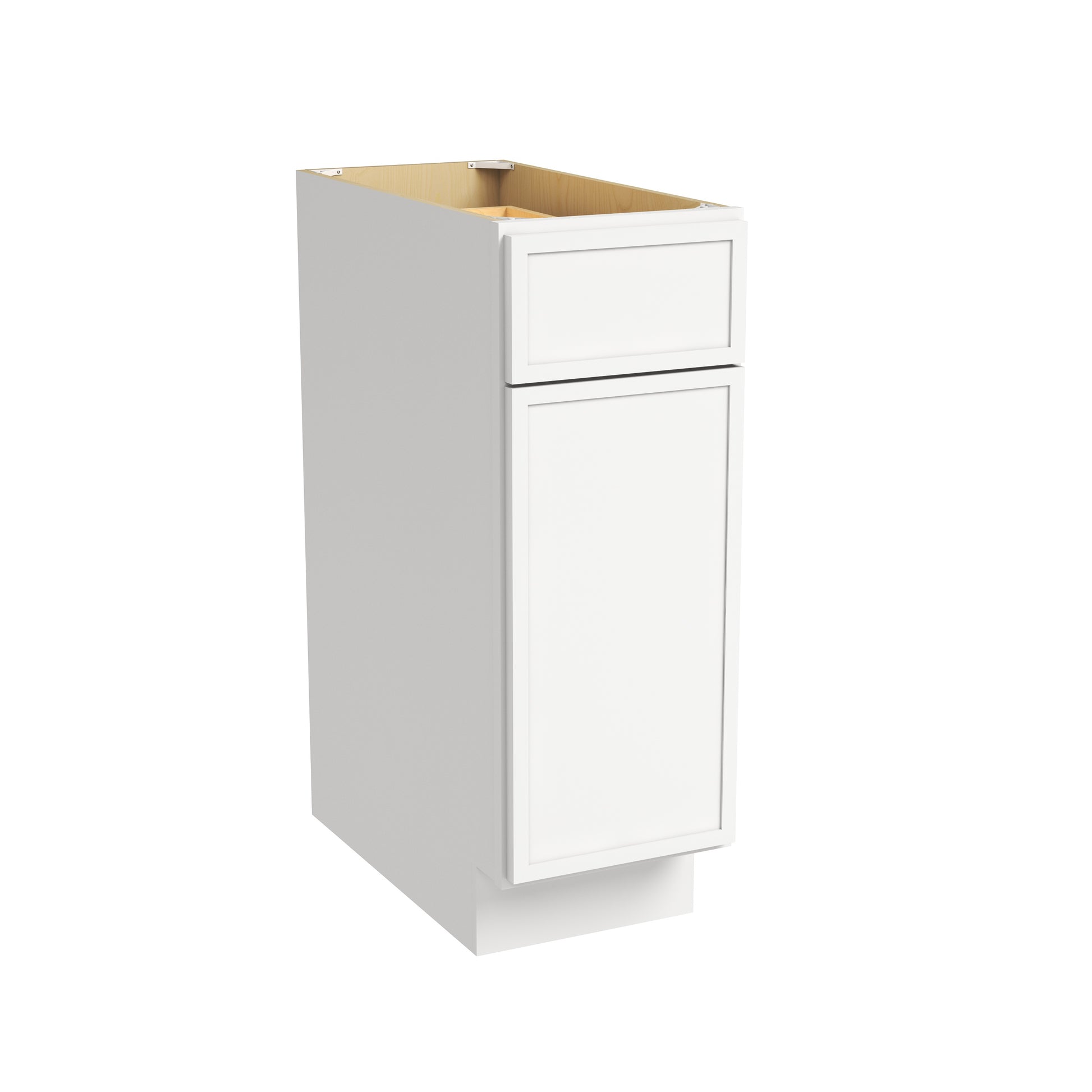Slim Dove White RTA 12"-21"W x 24"D x 34.5"H Base Cabinet with 1 Door, 1 Drawer & 1 Shelf