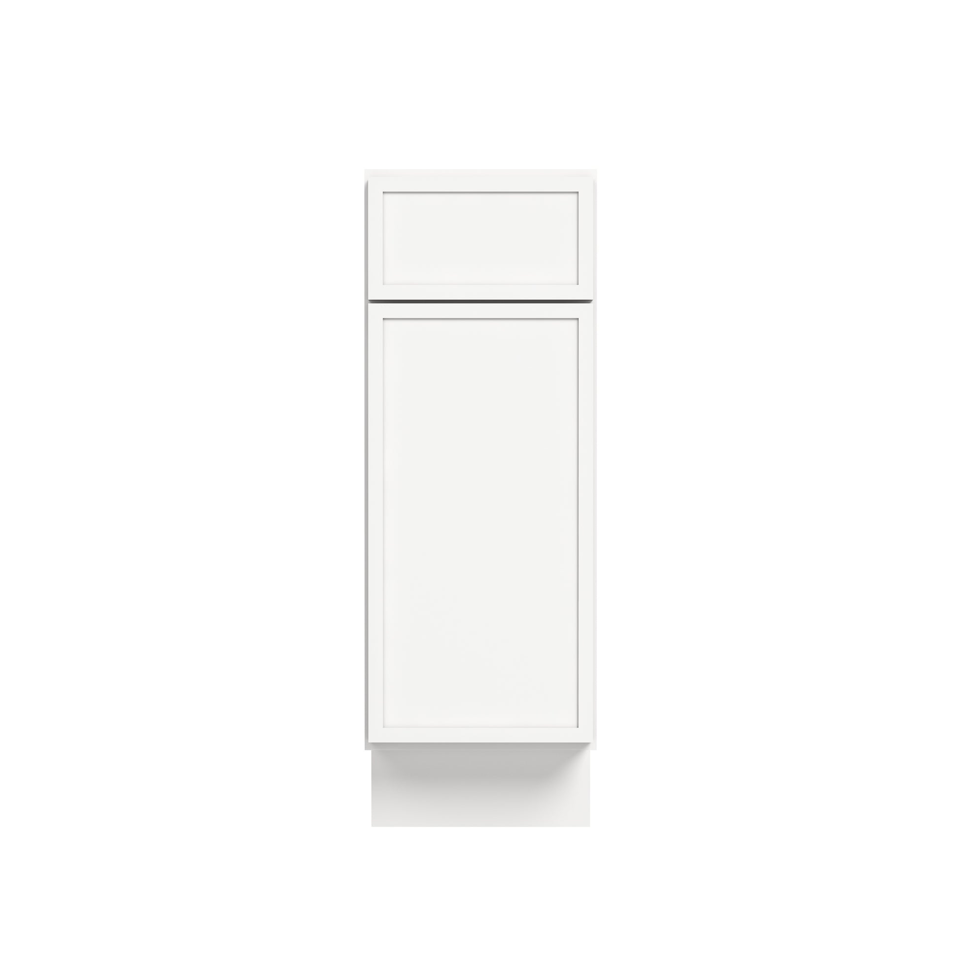 Slim Dove White RTA 12"-21"W x 24"D x 34.5"H Base Cabinet with 1 Door, 1 Drawer & 1 Shelf