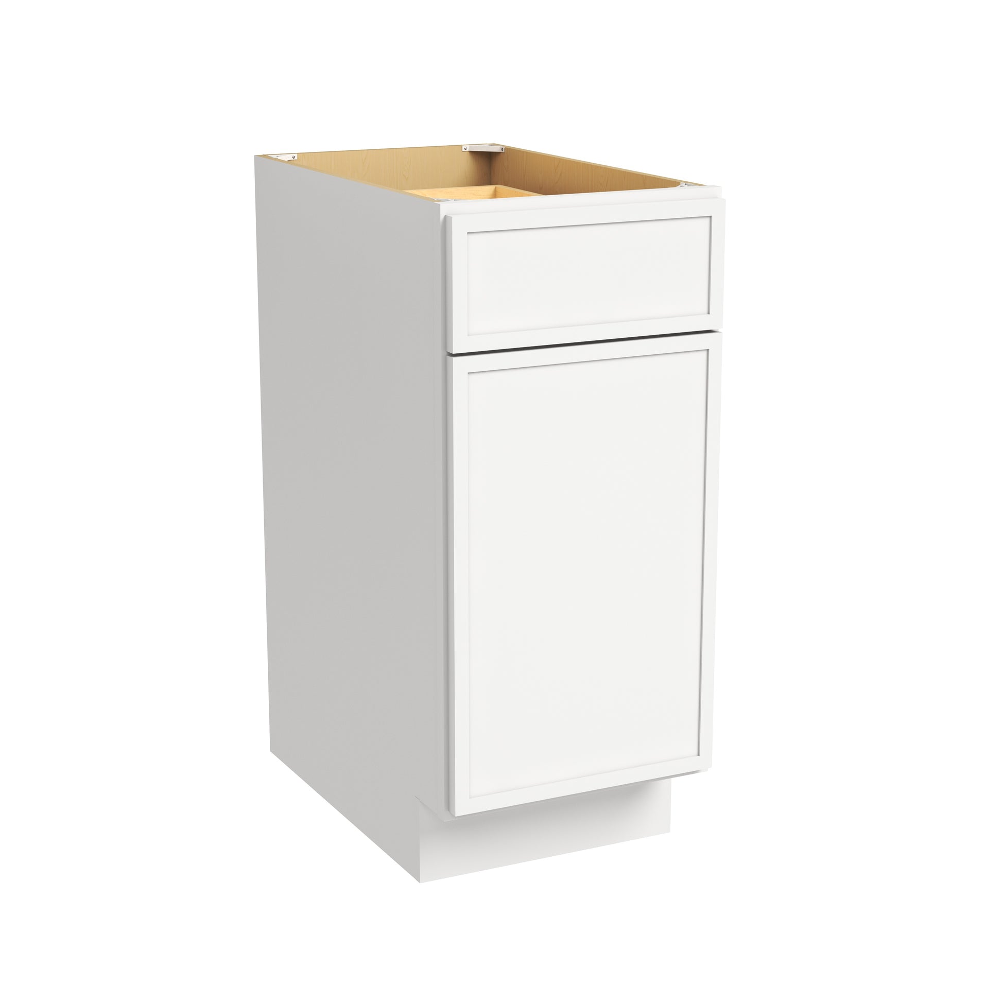 Slim Dove White RTA 12"-21"W x 24"D x 34.5"H Base Cabinet with 1 Door, 1 Drawer & 1 Shelf