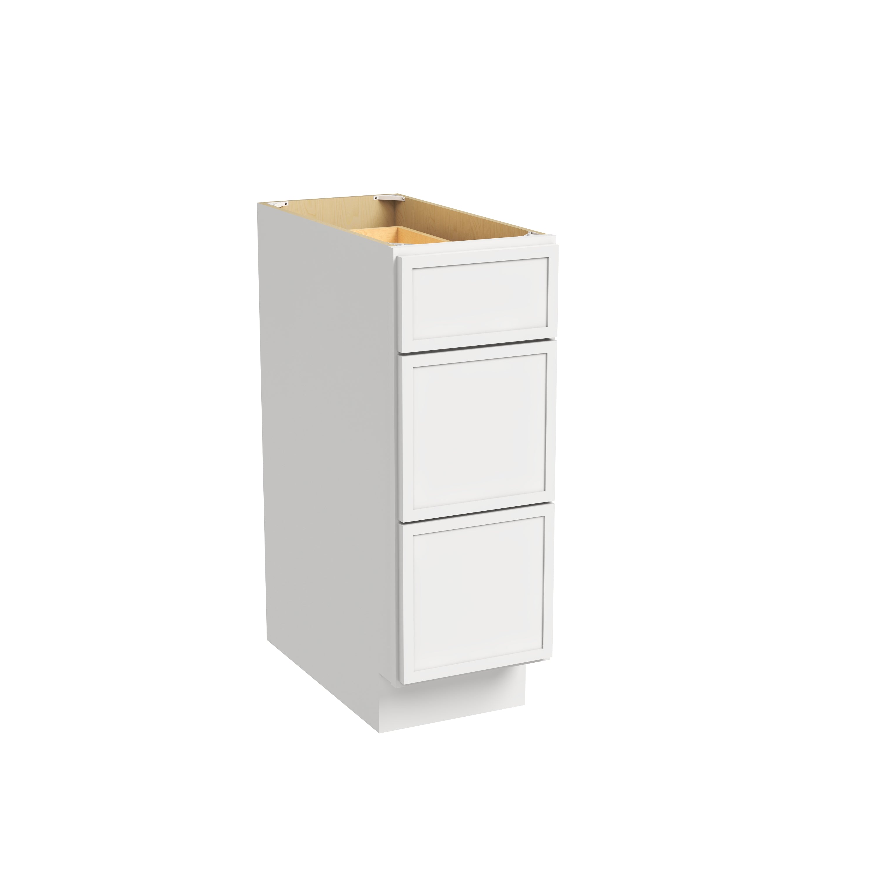 Slim Dove White RTA 12"-36"W x 24"D x 34.5"H Drawer Base Cabinet with 3 Drawers