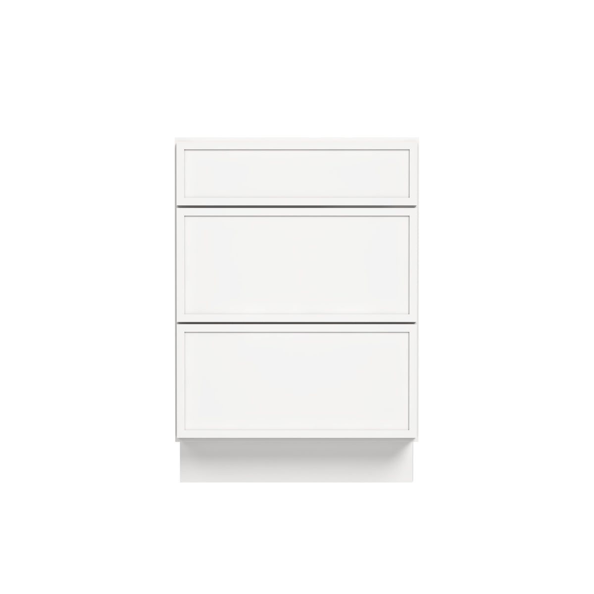 Slim Dove White RTA 12"-36"W x 24"D x 34.5"H Drawer Base Cabinet with 3 Drawers