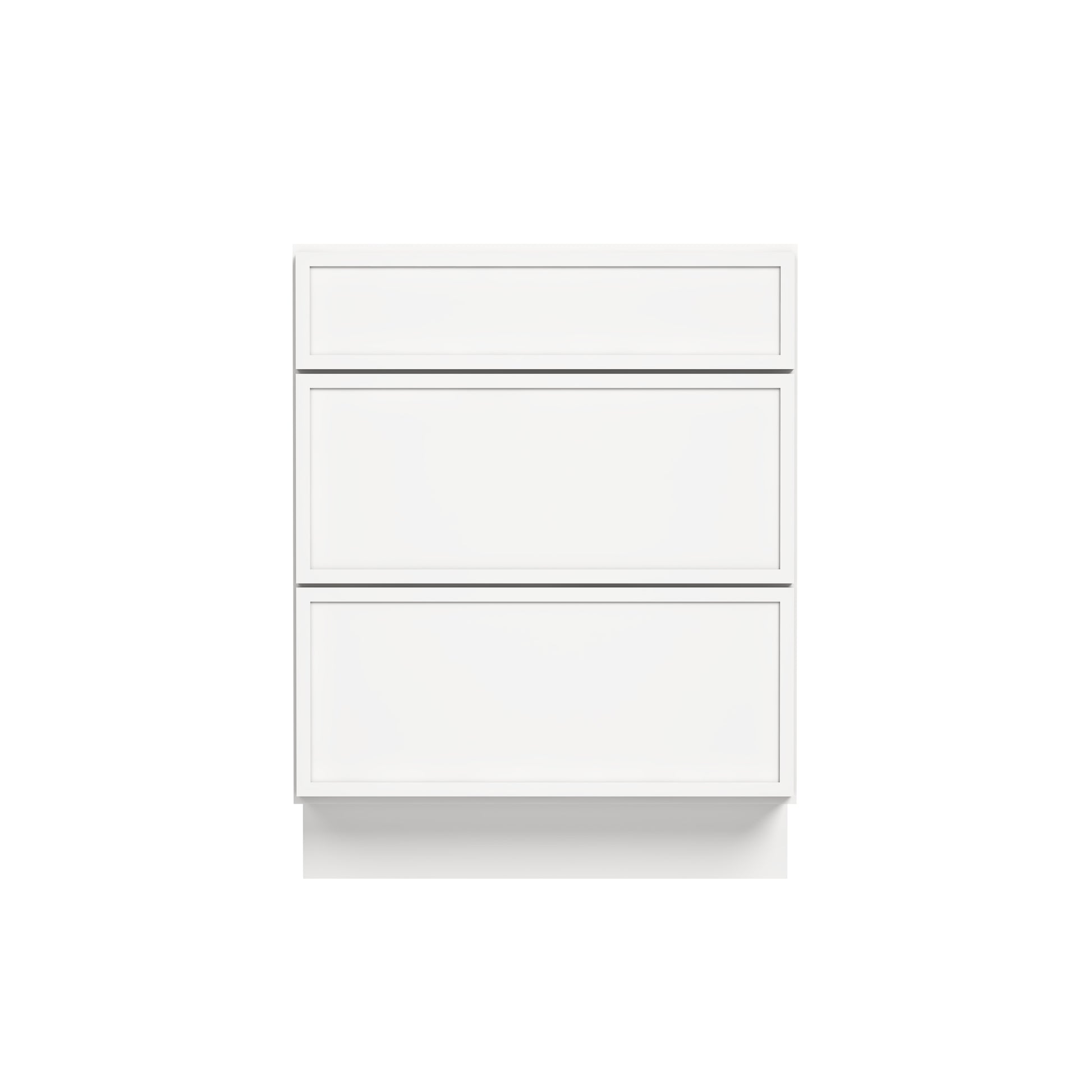 Slim Dove White RTA 12"-36"W x 24"D x 34.5"H Drawer Base Cabinet with 3 Drawers