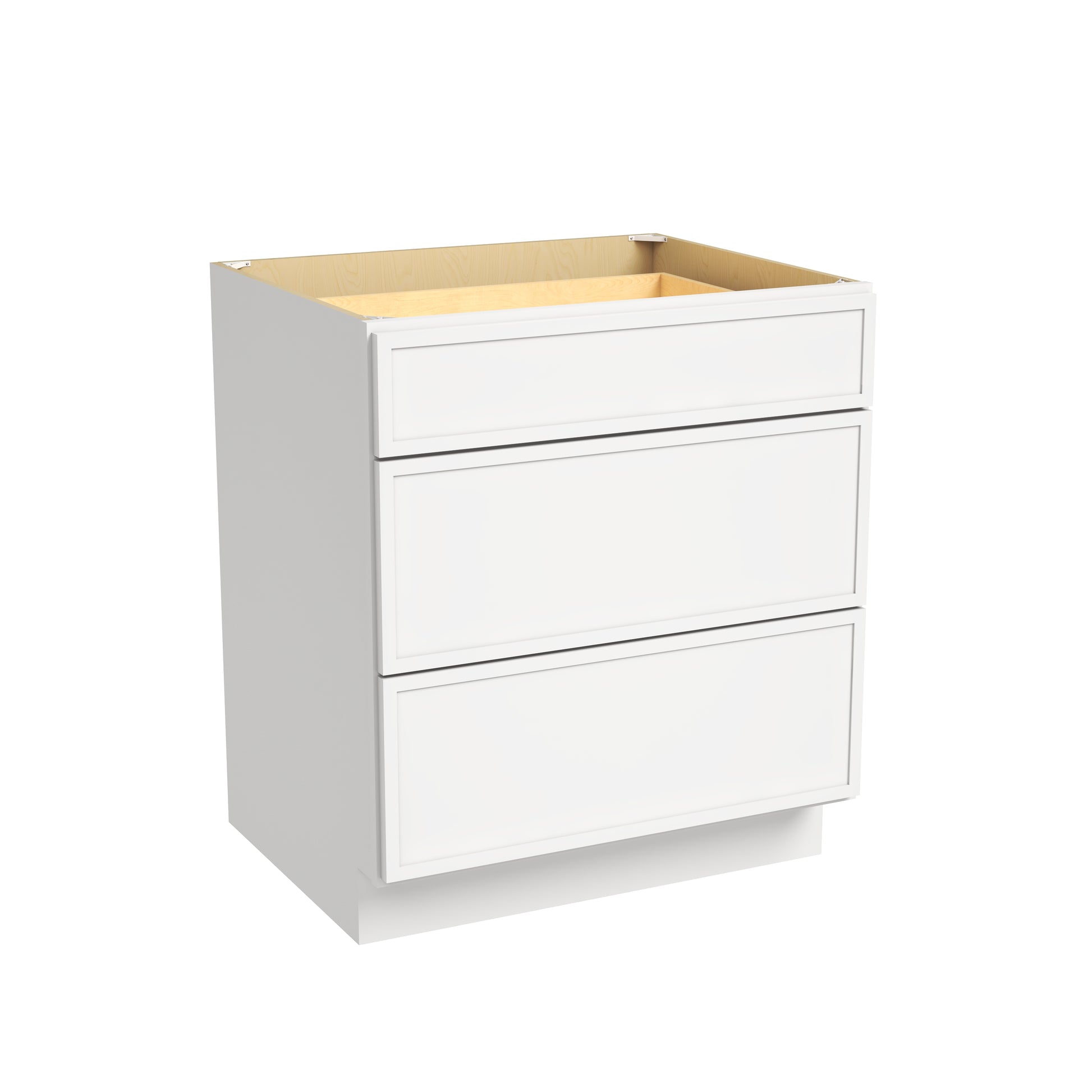 Slim Dove White RTA 12"-36"W x 24"D x 34.5"H Drawer Base Cabinet with 3 Drawers