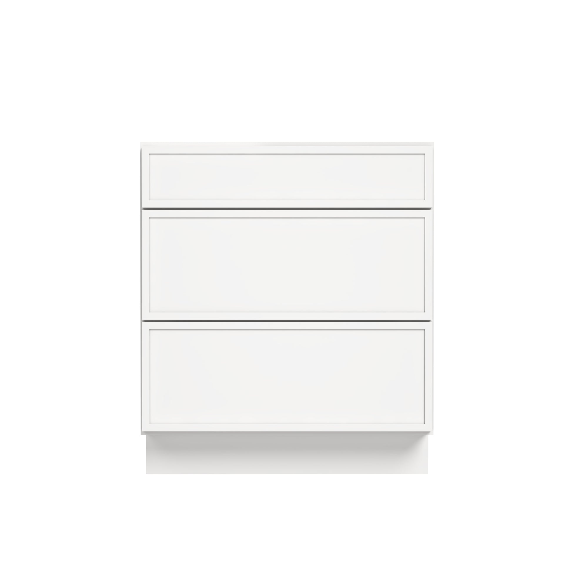 Slim Dove White RTA 12"-36"W x 24"D x 34.5"H Drawer Base Cabinet with 3 Drawers