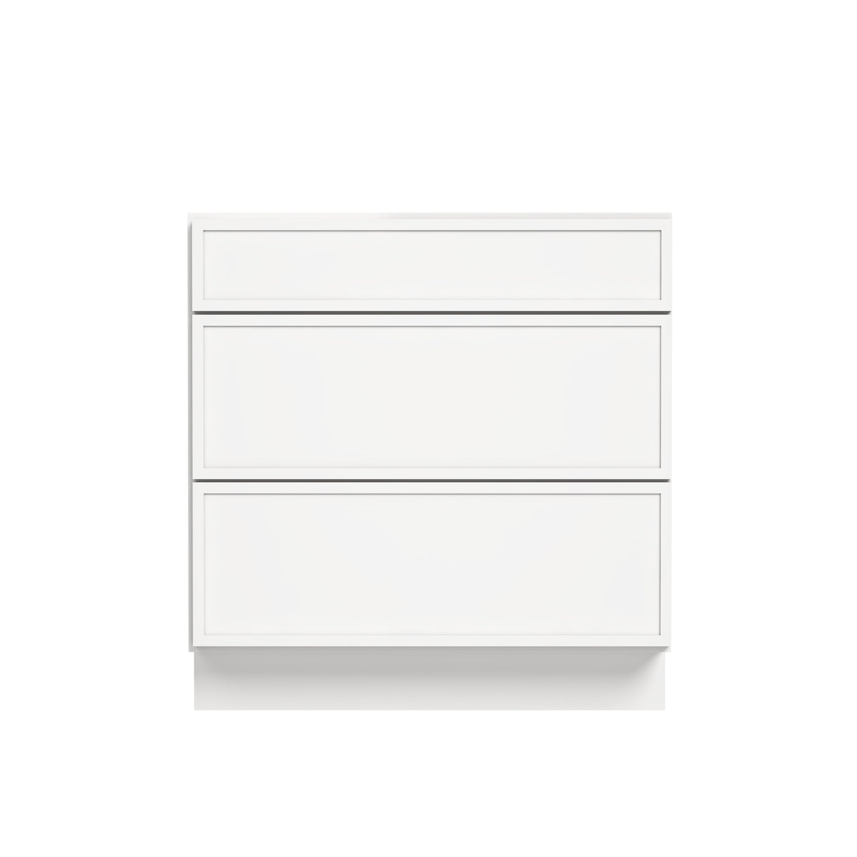Slim Dove White RTA 12"-36"W x 24"D x 34.5"H Drawer Base Cabinet with 3 Drawers