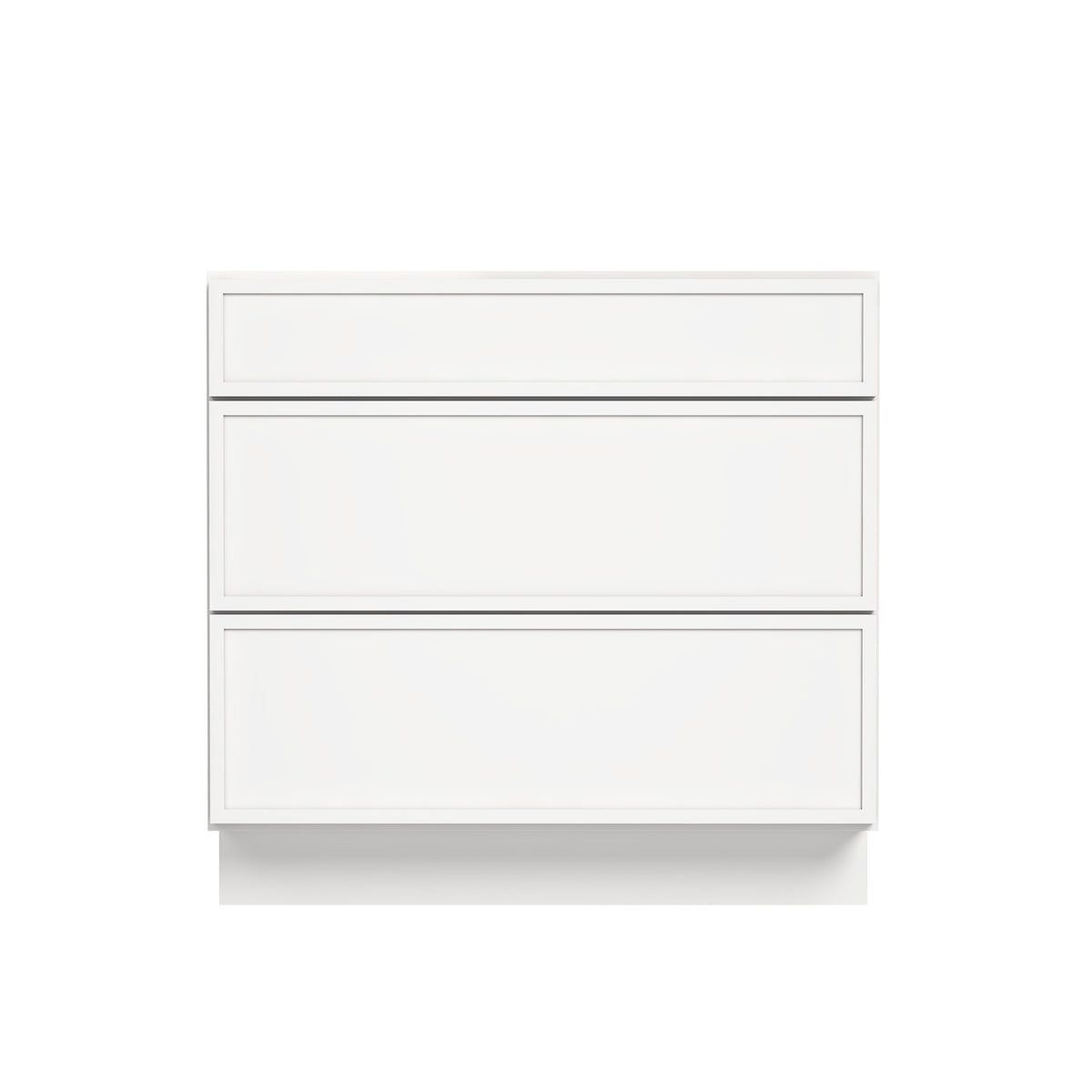Slim Dove White RTA 12"-36"W x 24"D x 34.5"H Drawer Base Cabinet with 3 Drawers