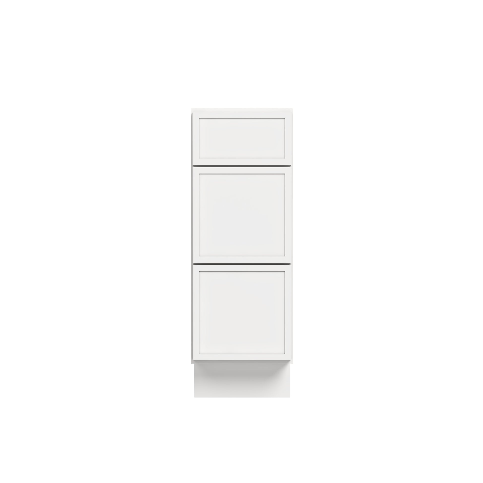 Slim Dove White RTA 12"-36"W x 24"D x 34.5"H Drawer Base Cabinet with 3 Drawers