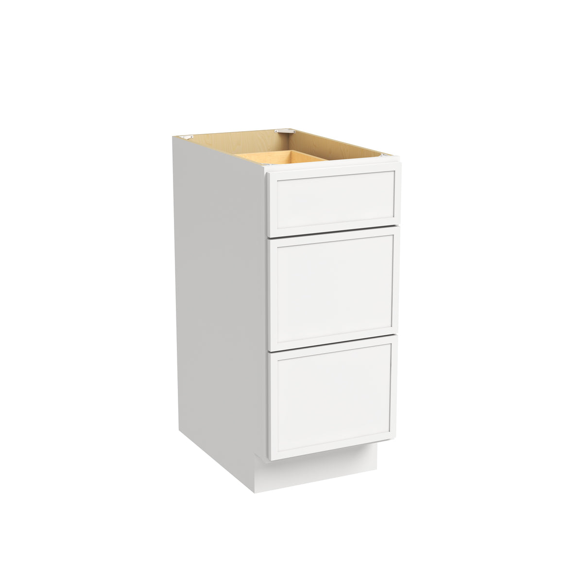 Slim Dove White RTA 12"-36"W x 24"D x 34.5"H Drawer Base Cabinet with 3 Drawers