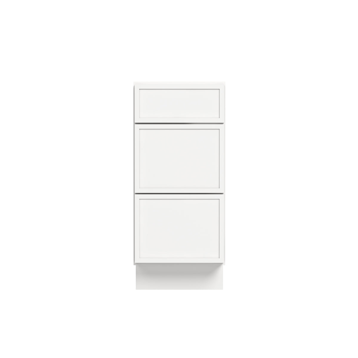 Slim Dove White RTA 12"-36"W x 24"D x 34.5"H Drawer Base Cabinet with 3 Drawers