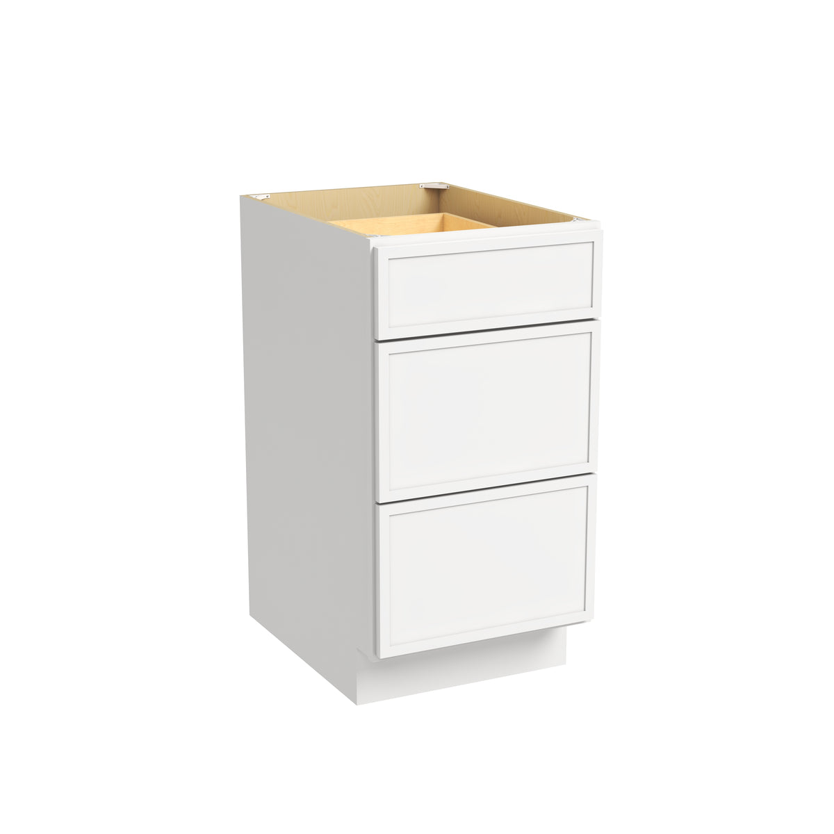 Slim Dove White RTA 12"-36"W x 24"D x 34.5"H Drawer Base Cabinet with 3 Drawers