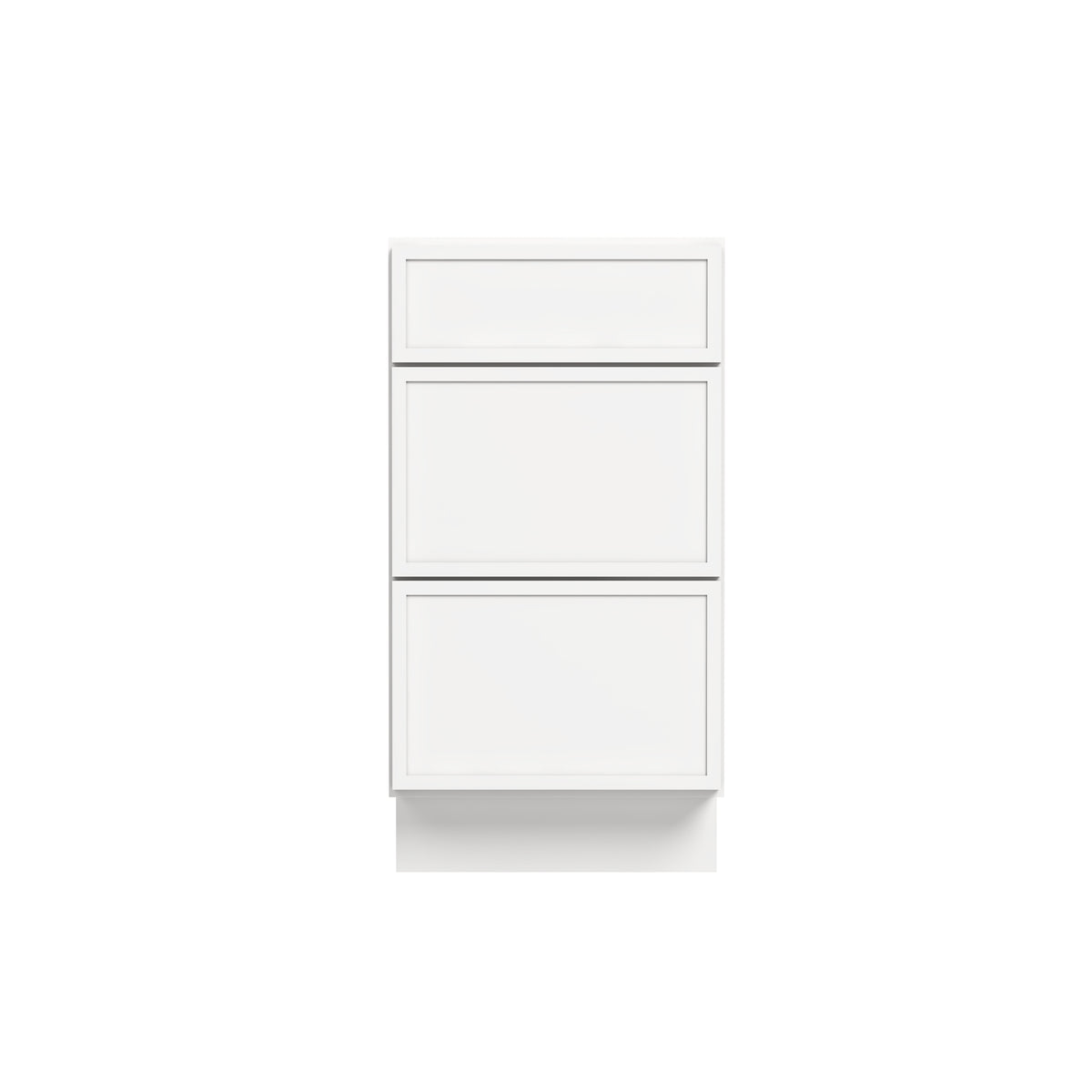 Slim Dove White RTA 12"-36"W x 24"D x 34.5"H Drawer Base Cabinet with 3 Drawers