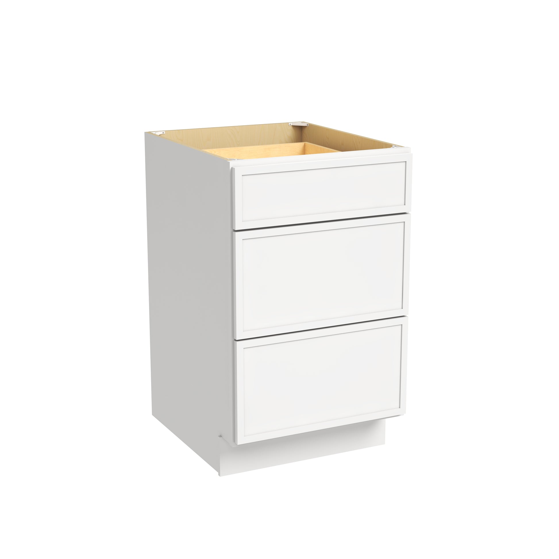 Slim Dove White RTA 12"-36"W x 24"D x 34.5"H Drawer Base Cabinet with 3 Drawers