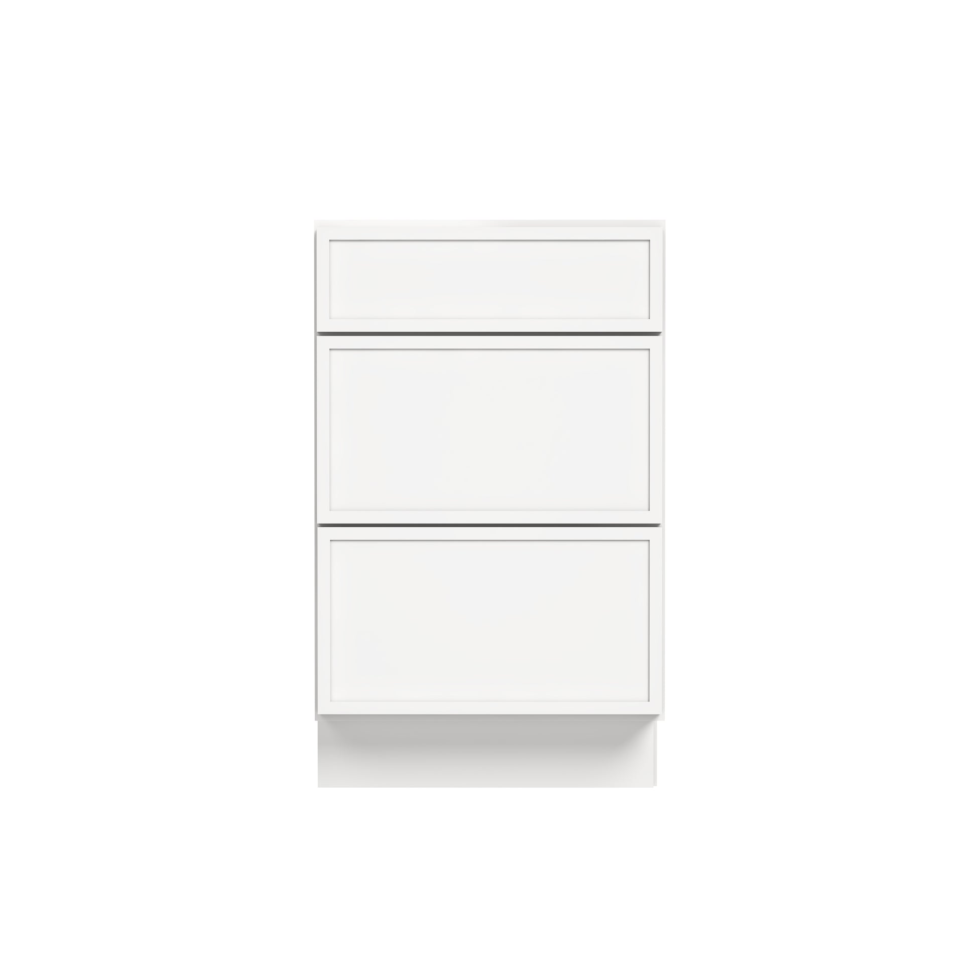 Slim Dove White RTA 12"-36"W x 24"D x 34.5"H Drawer Base Cabinet with 3 Drawers