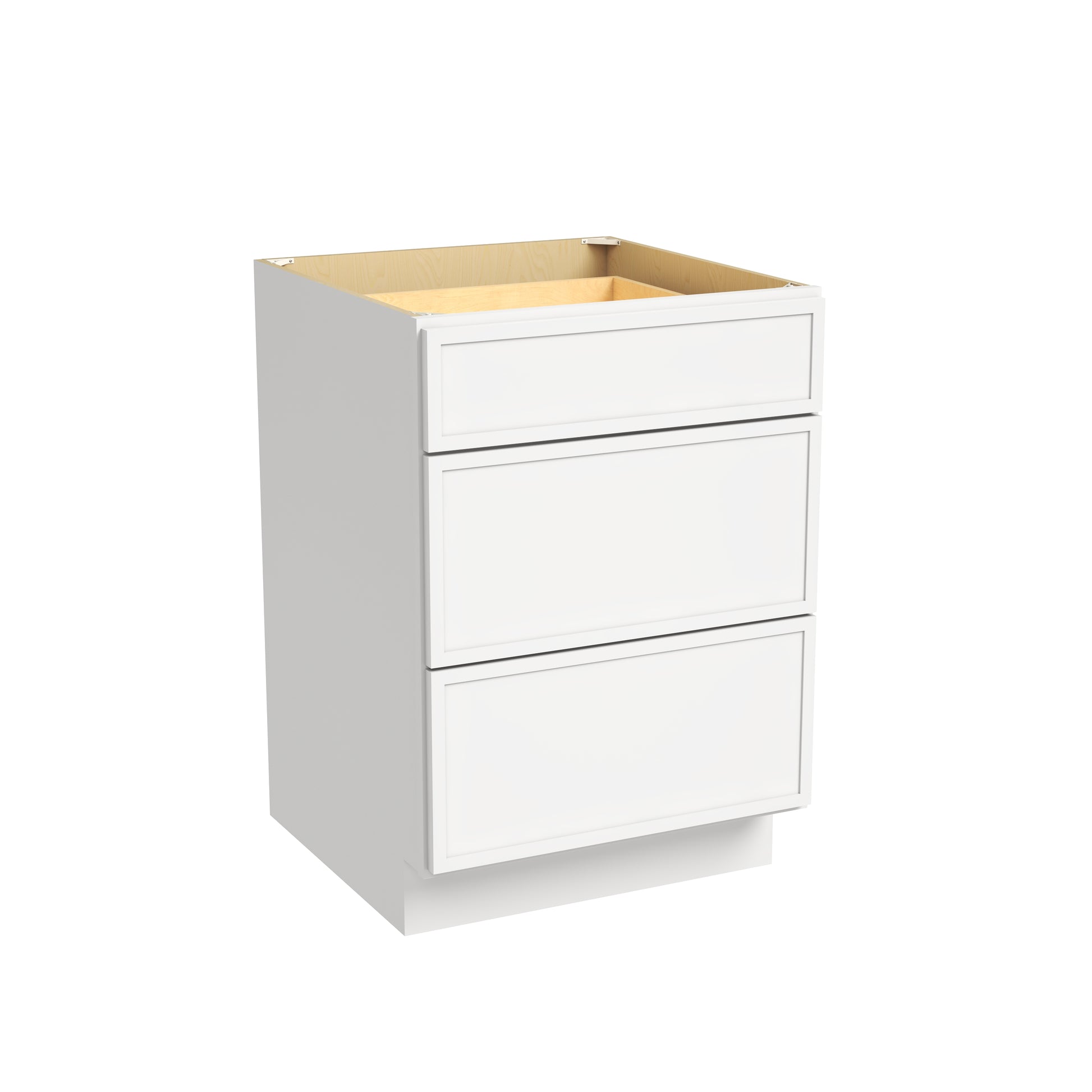 Slim Dove White RTA 12"-36"W x 24"D x 34.5"H Drawer Base Cabinet with 3 Drawers