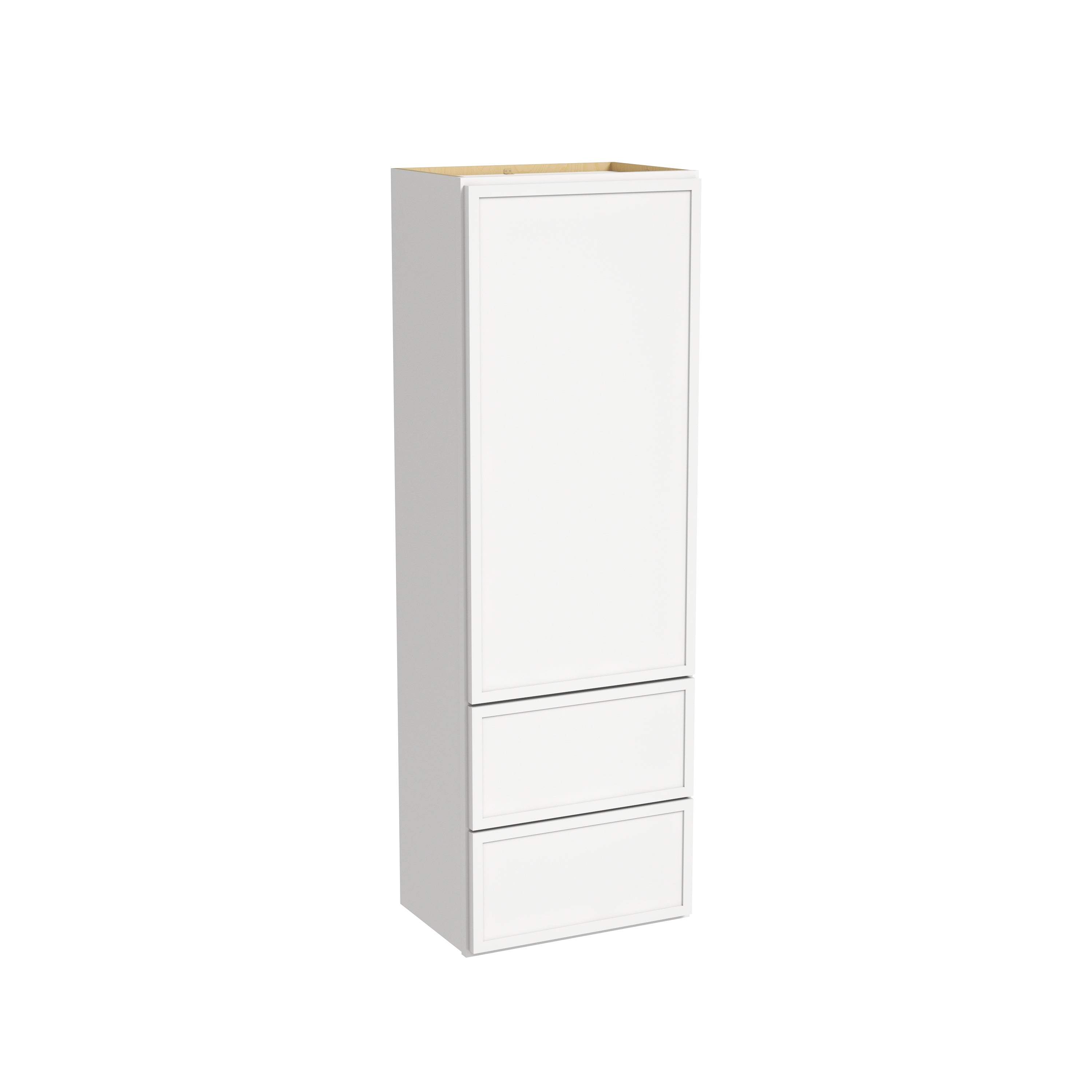 Slim Dove White RTA 18"W x 12"D x 48"-60"H Wall Cabinet with 1 Door, 2 Drawers & 2/3 Shelves