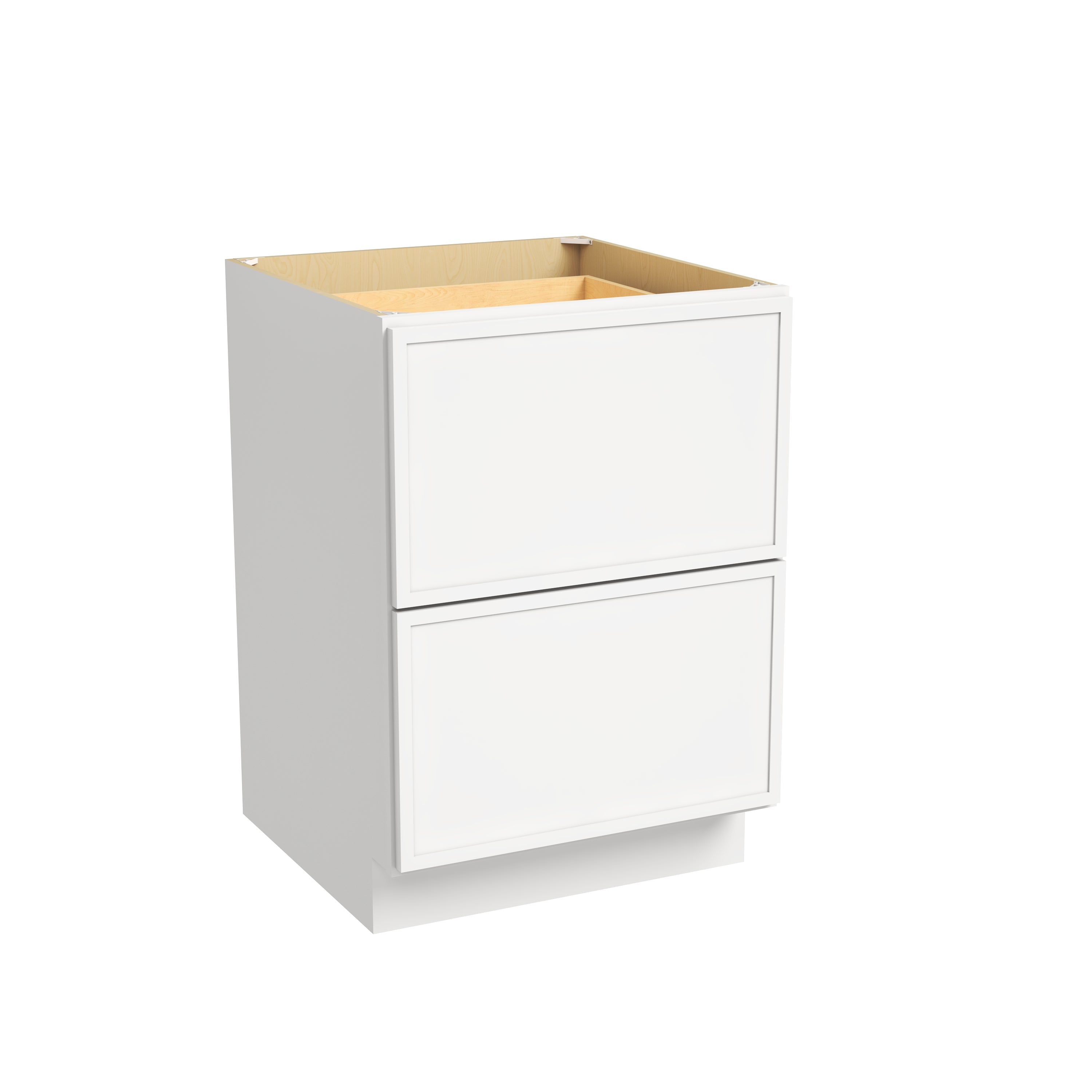 Slim Dove White RTA 24"-36"W x 24"D x 34.5"H Drawer Base Cabinet with 2 Drawers