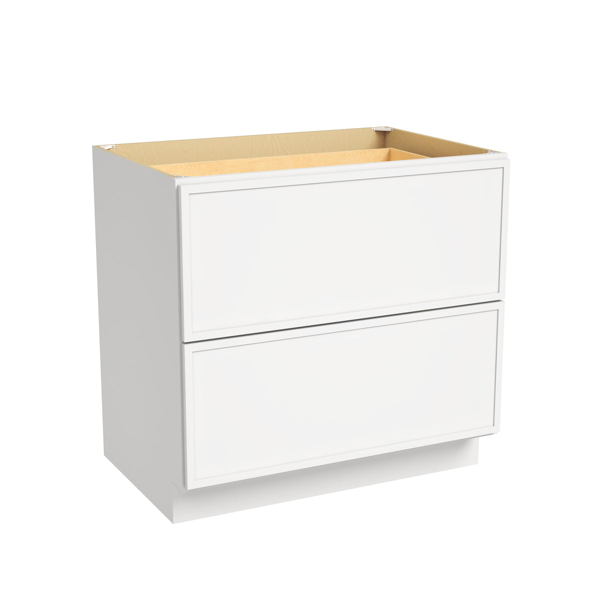 Slim Dove White RTA 24"-36"W x 24"D x 34.5"H Drawer Base Cabinet with 2 Drawers