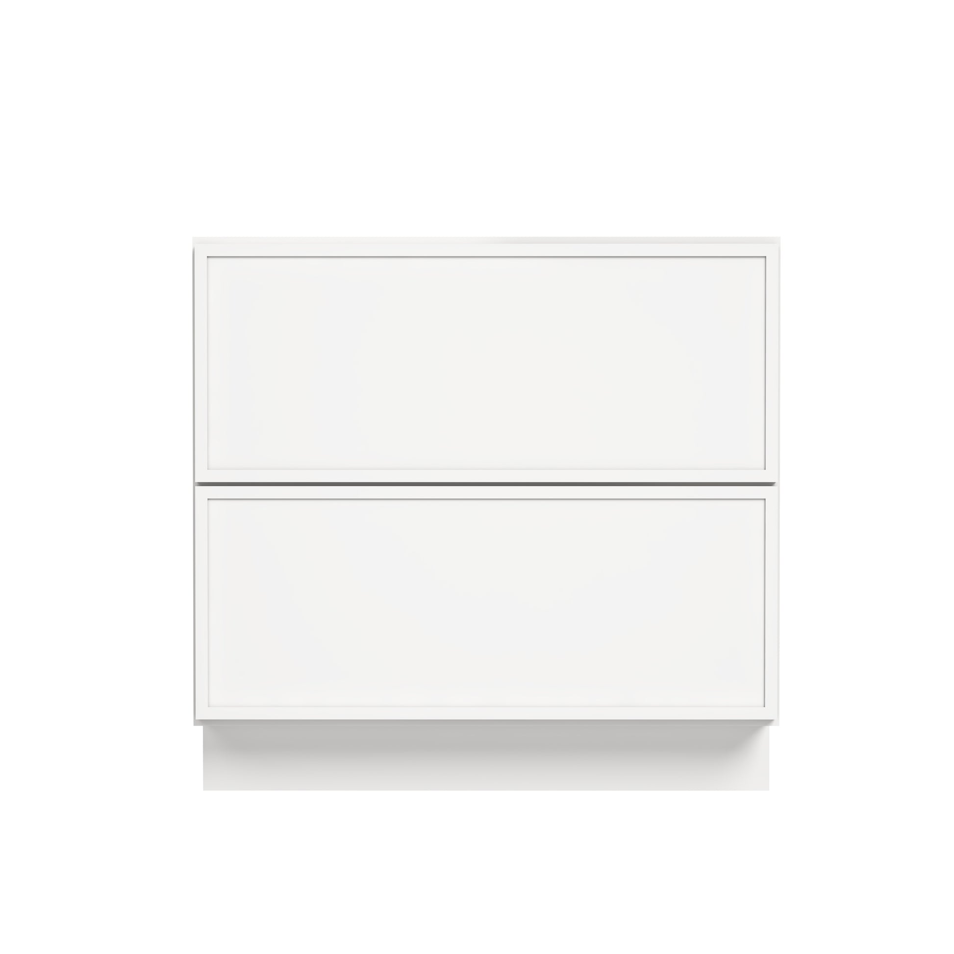 Slim Dove White RTA 24"-36"W x 24"D x 34.5"H Drawer Base Cabinet with 2 Drawers