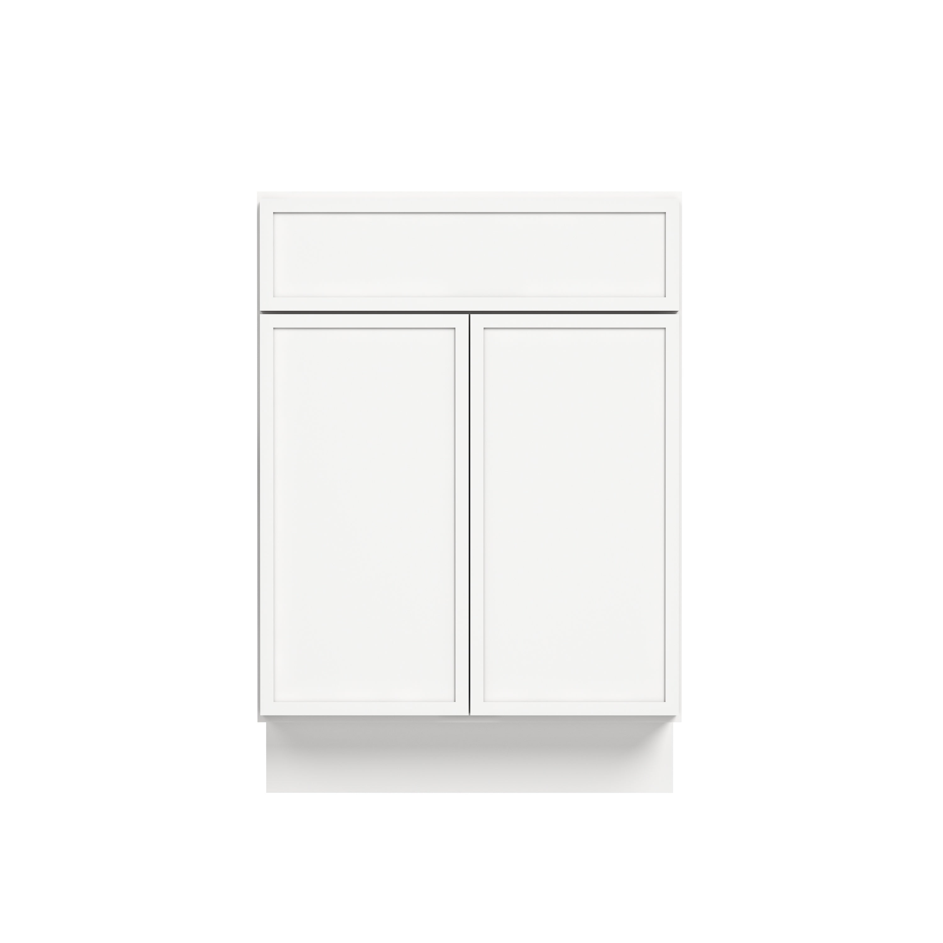 Slim Dove White RTA 24"/27"W x 24"D x 34.5"H Base Cabinet with 2 Doors, 1 Drawer & 1 Shelf