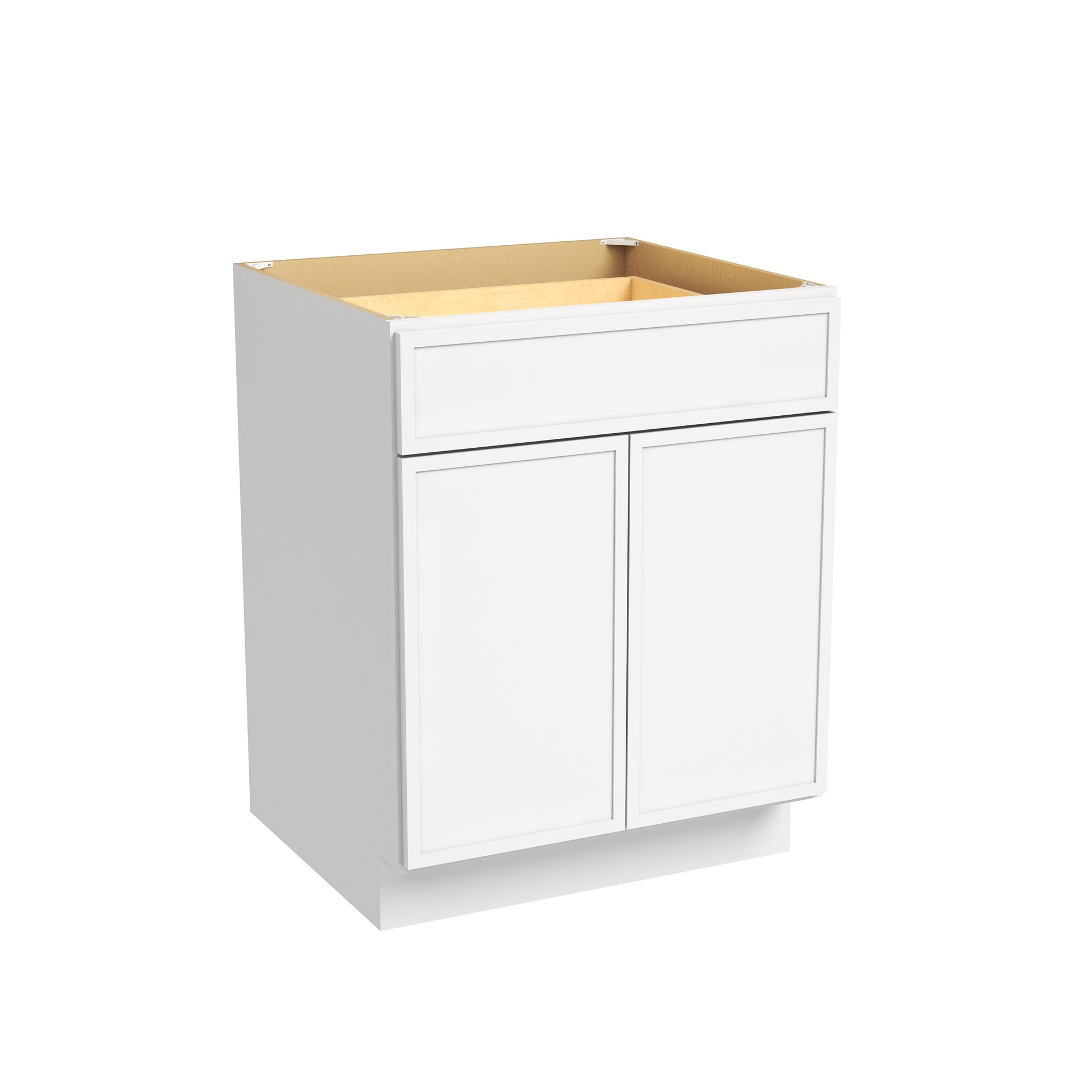 Slim Dove White RTA 24"/27"W x 24"D x 34.5"H Base Cabinet with 2 Doors, 1 Drawer & 1 Shelf