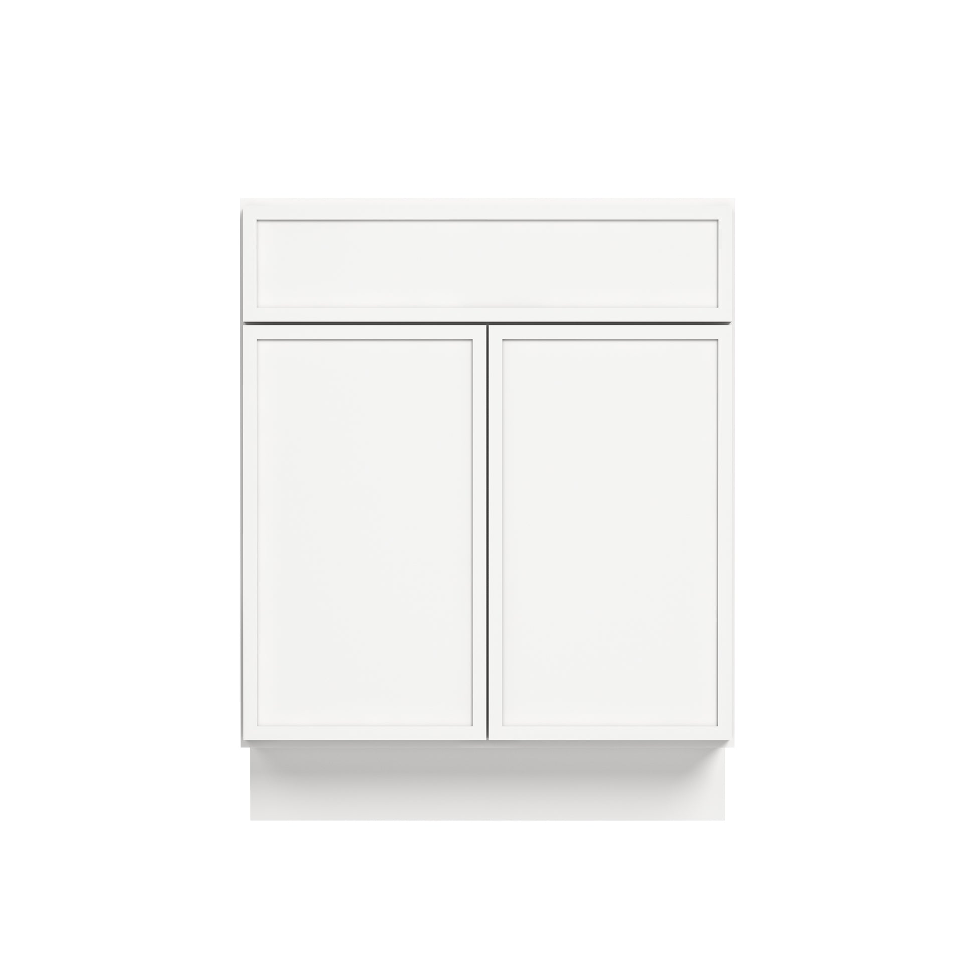 Slim Dove White RTA 24"/27"W x 24"D x 34.5"H Base Cabinet with 2 Doors, 1 Drawer & 1 Shelf