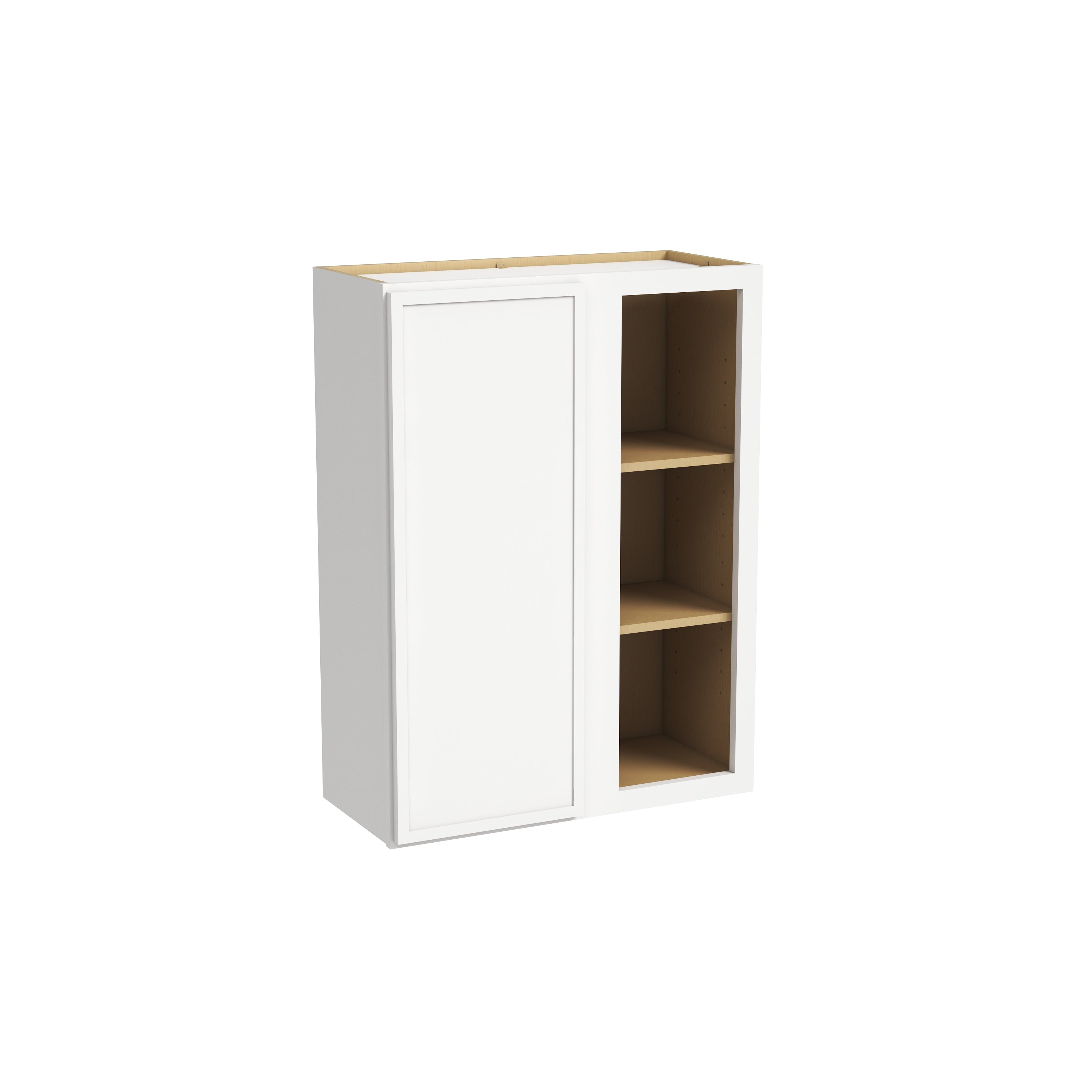 Slim Dove White RTA 27"W x 12"D x 30"-42"H Wall Blind Corner Cabinet with 1 Door & 2/3 Shelves