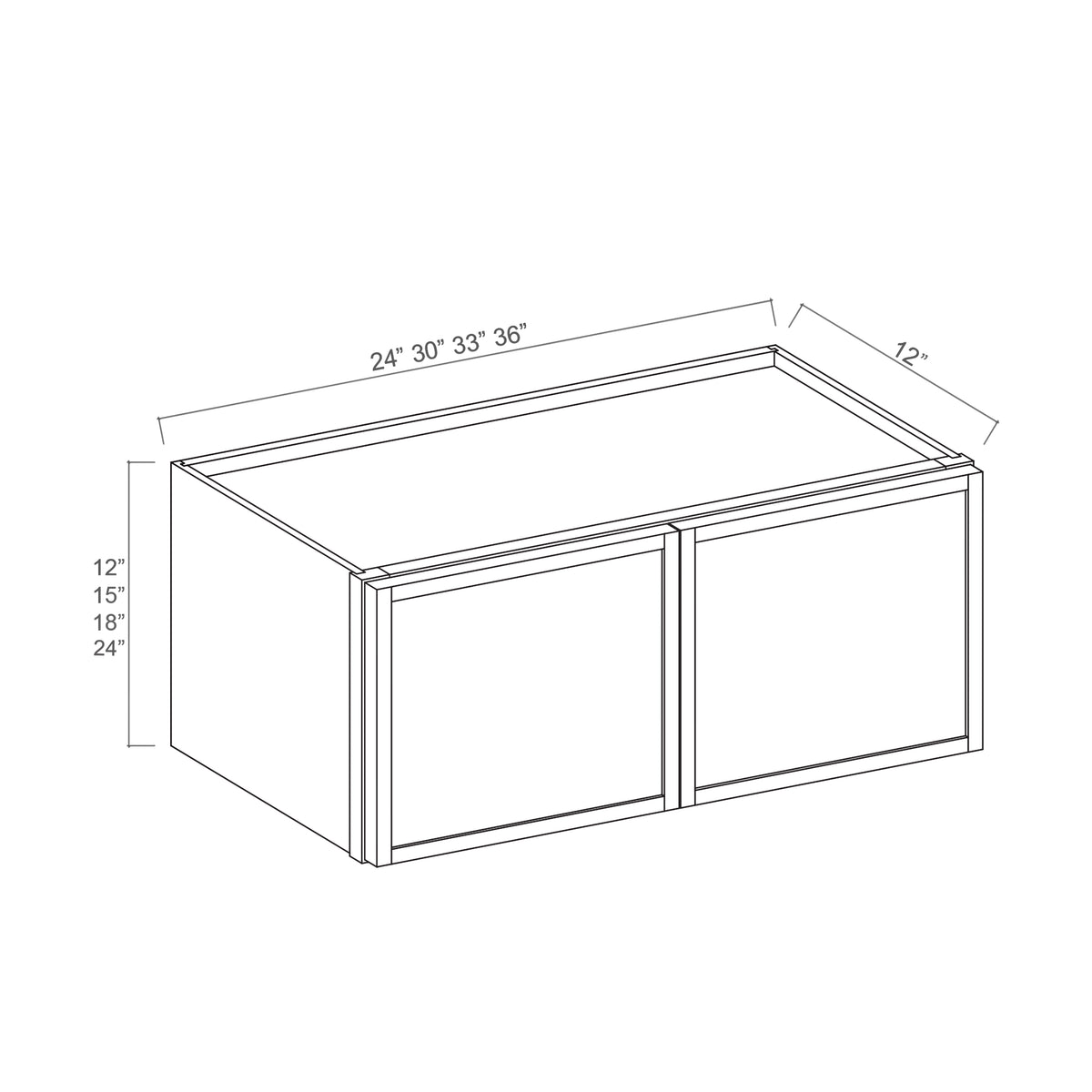 Slim Dove White RTA 30"-36"W x 12"D x 24"H Wall Cabinet with 2 Doors & 1 Shelf
