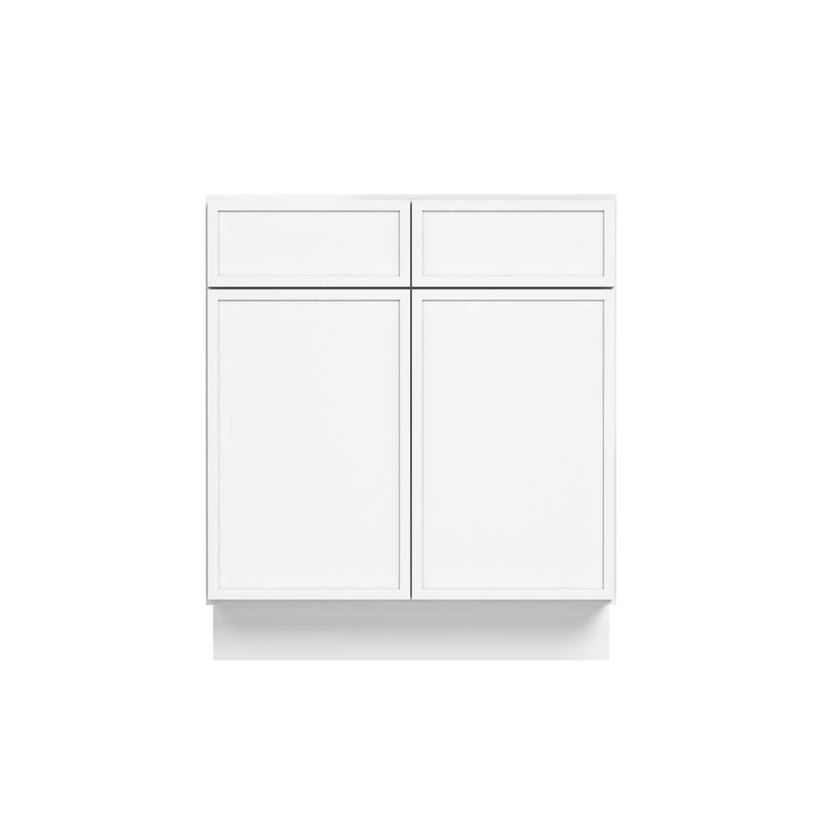 Slim Dove White RTA 30"-42"W x 24"D x 34.5"H Base Cabinet with 2 Doors, 2 Drawers & 1 Shelf
