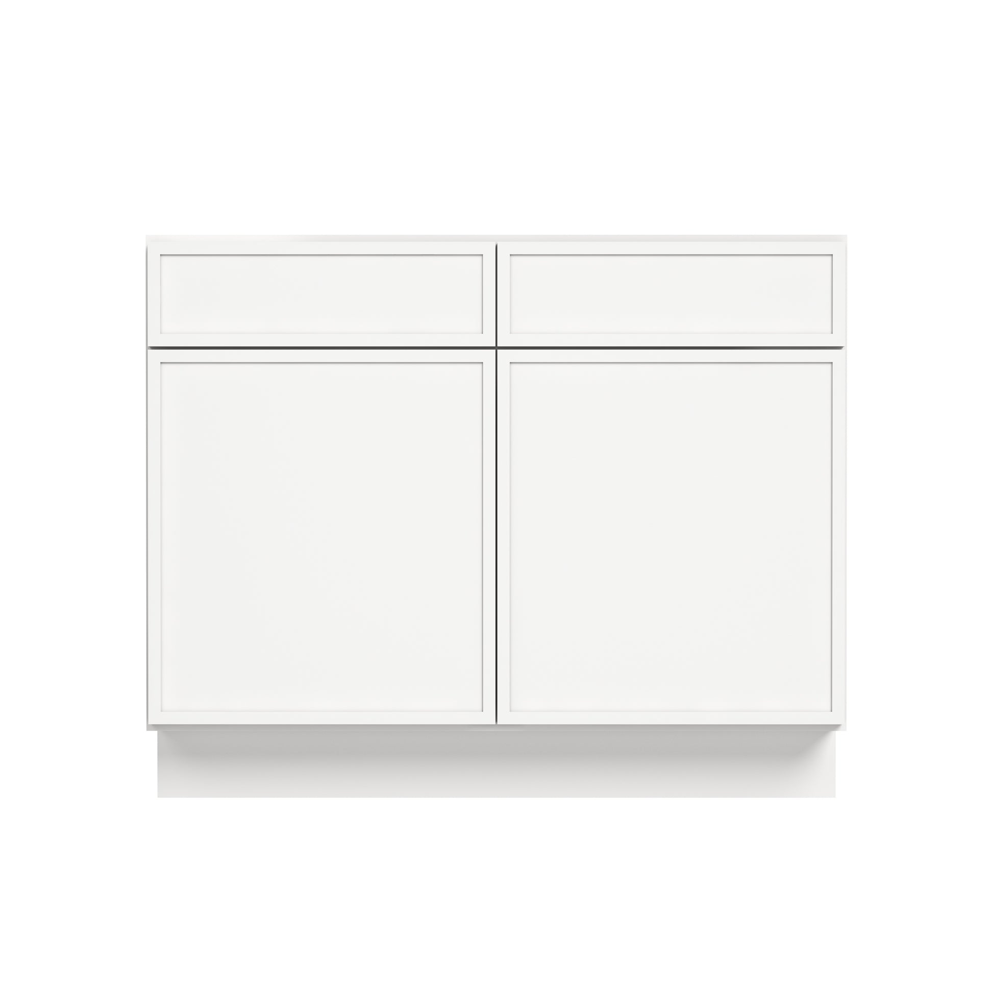 Slim Dove White RTA 30"-42"W x 24"D x 34.5"H Base Cabinet with 2 Doors, 2 Drawers & 1 Shelf