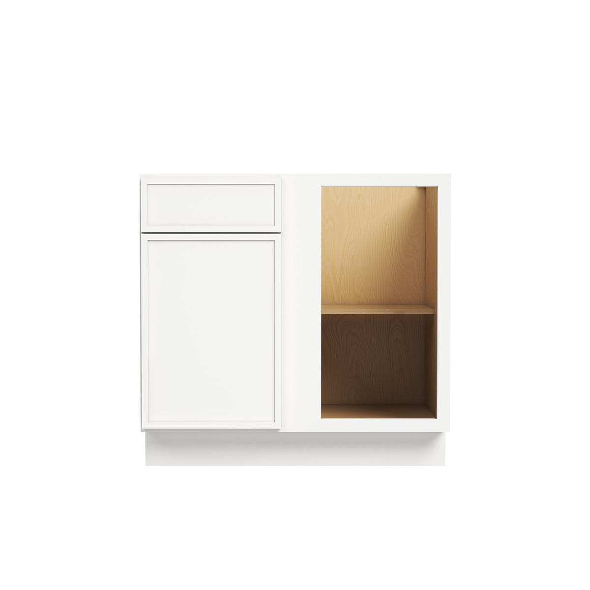 Slim Dove White RTA 33"-39"W x 24"D x 34.5"H Blind Corner Base Cabinet with 1 Door, 1 Drawer & 1 Shlef