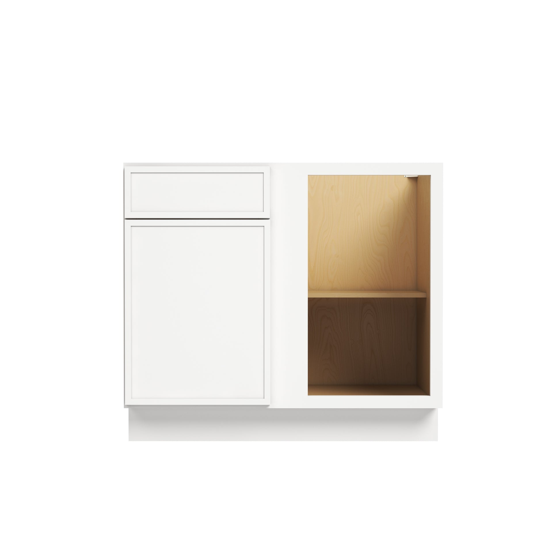 Slim Dove White RTA 33"-39"W x 24"D x 34.5"H Blind Corner Base Cabinet with 1 Door, 1 Drawer & 1 Shlef