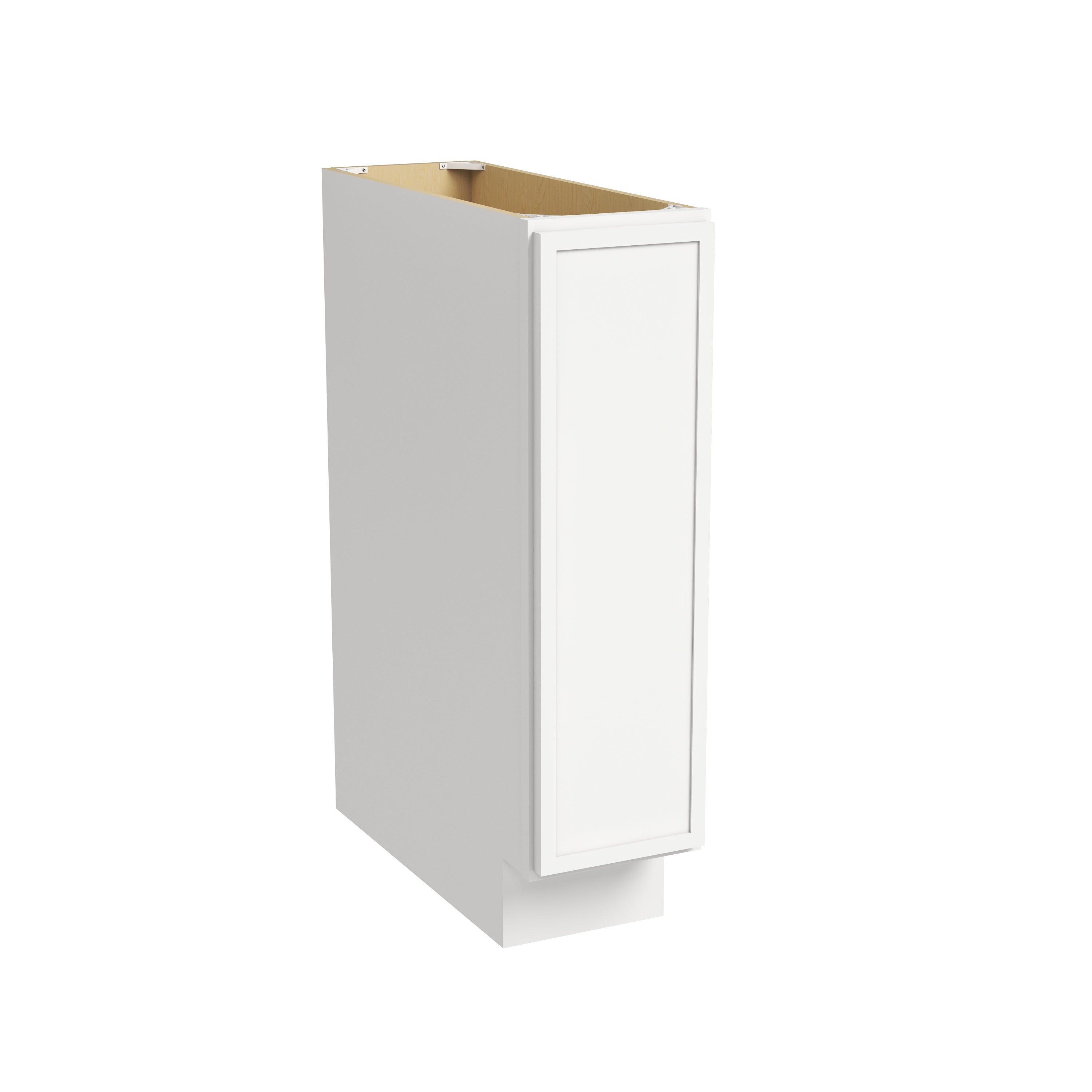 Slim Dove White RTA 9"W x 24"D x 34.5"H Tray/Single Full Height Door Base Cabinet with 1 Door